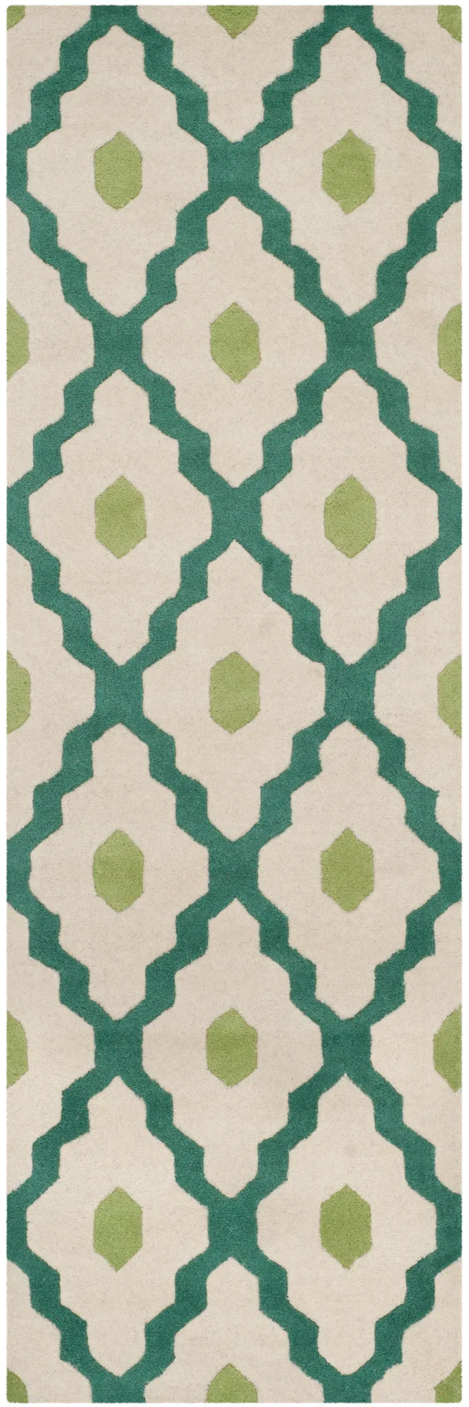 Chatham Ogee Hand-Tufted Wool Rug in Ivory / Teal