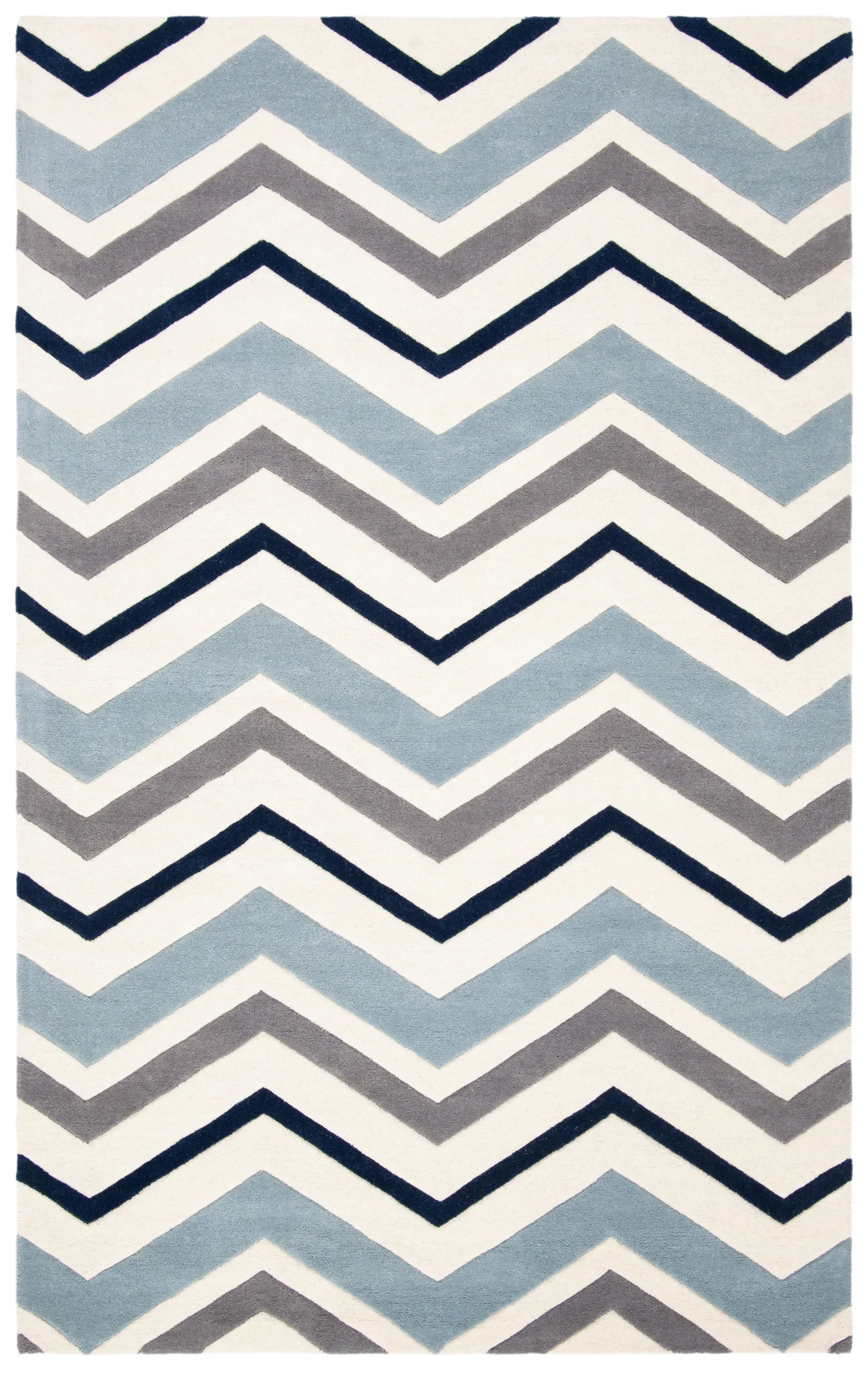 Chatham Wide Chevron Hand-Tufted Wool Rug in Ivory / Dark Gray