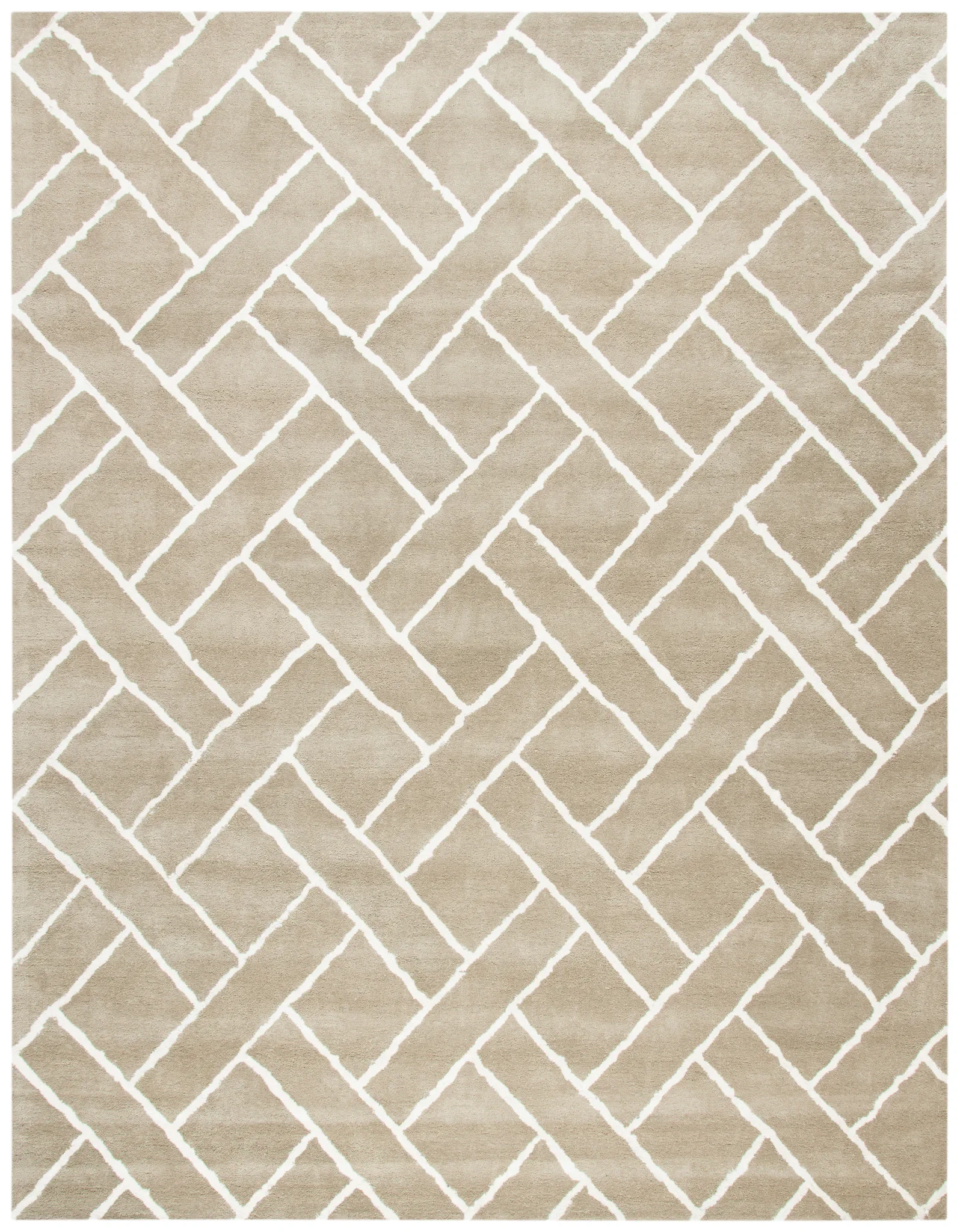 Chatham Lattice Hand-Tufted Wool Rug in Beige / Ivory