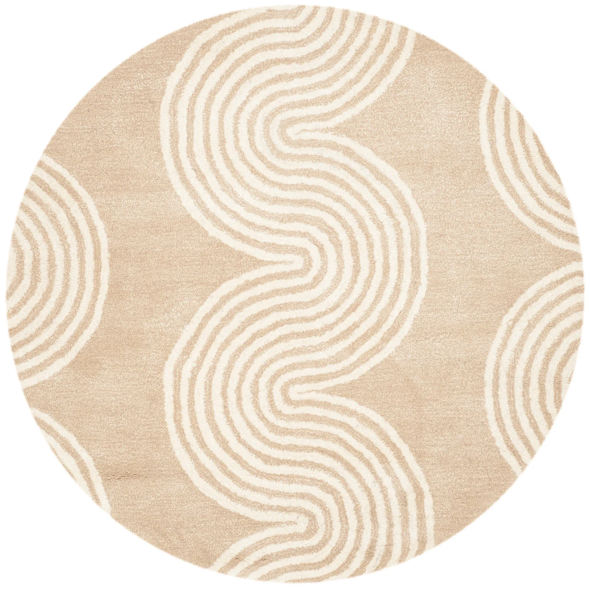 Chatham Wavy Stripe Hand-Tufted Wool Rug in Beige / Ivory