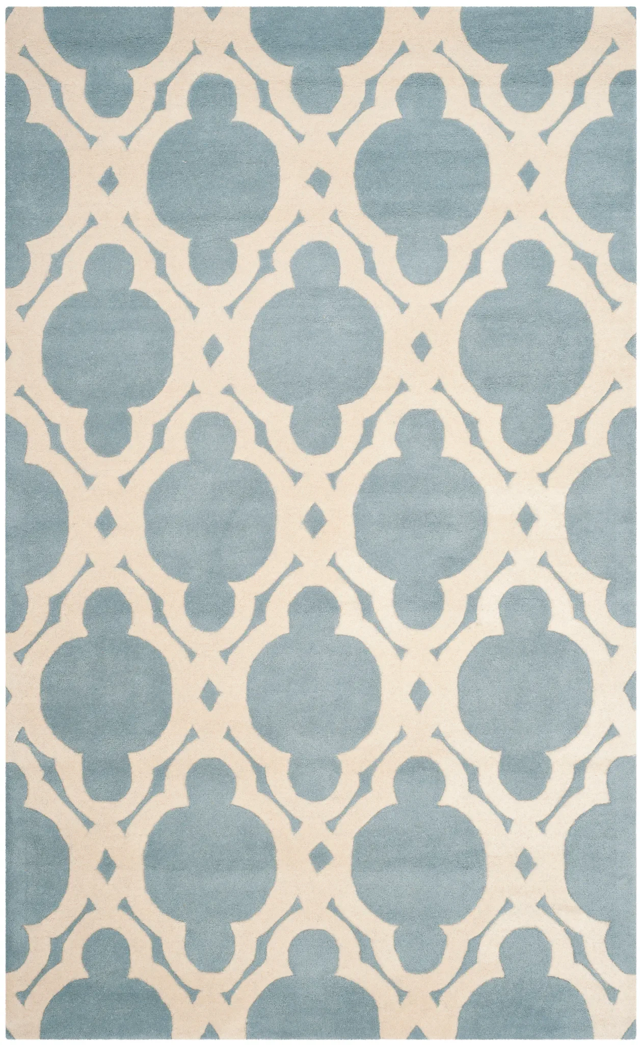 Chatham Moroccan Quatrefoil Hand-Tufted Wool Rug in Blue / Ivory