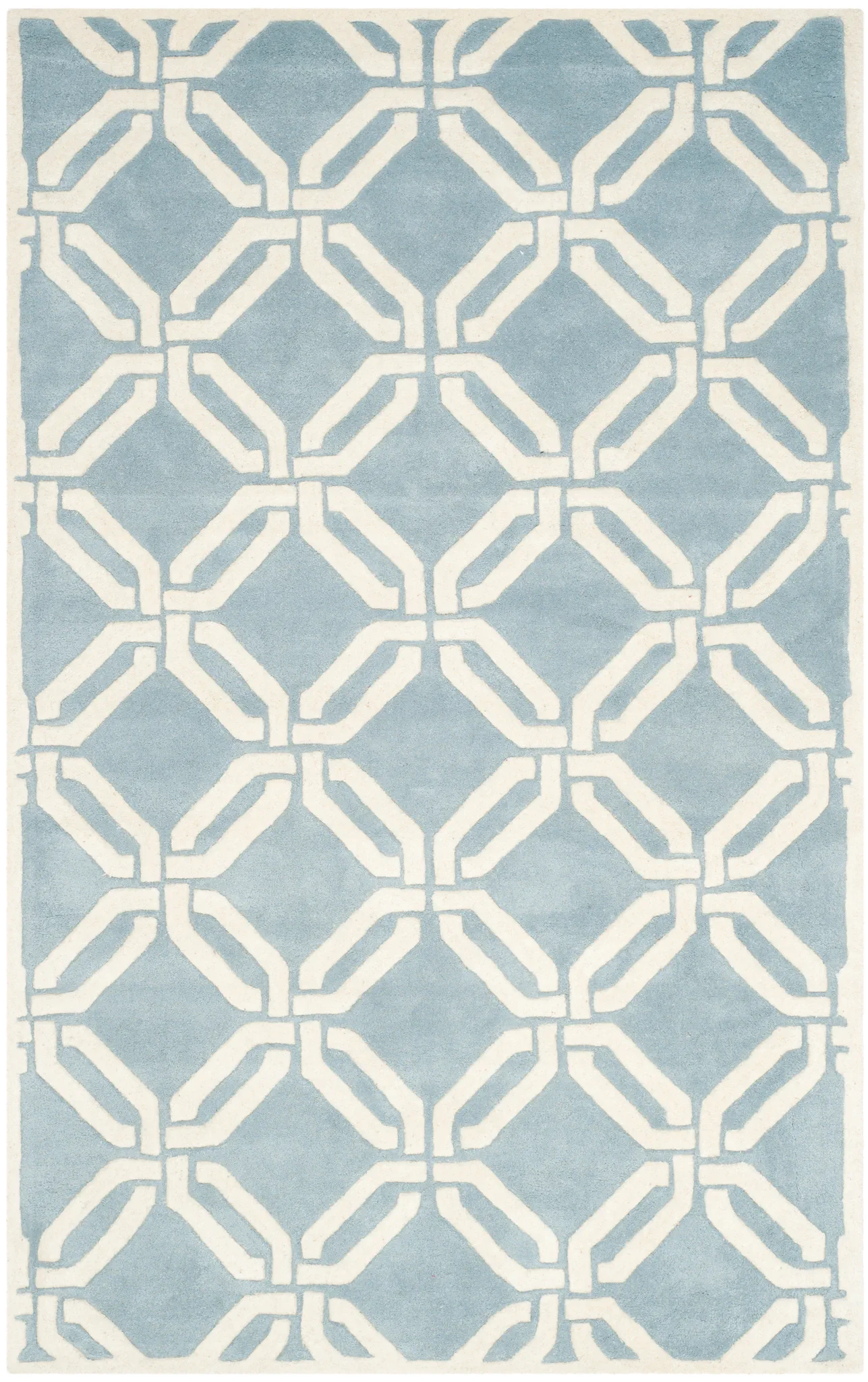 Chatham Interlocking Loop Hand-Tufted Wool Rug in Blue / Ivory