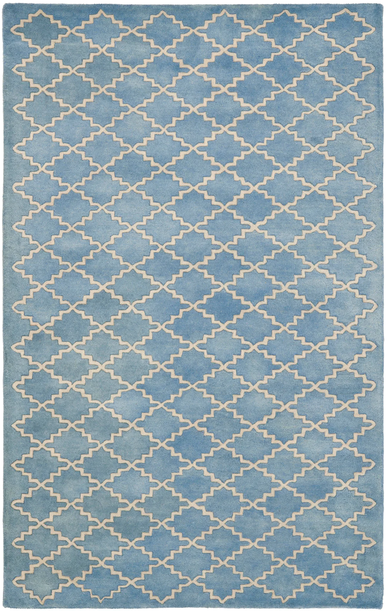 Chatham Notched Trellis Hand-Tufted Wool Rug in Blue Gray