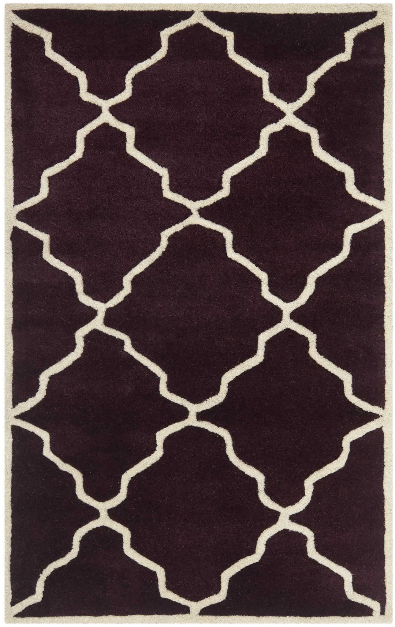 Chatham Stepped Diamond Trellis Hand-Tufted Wool Rug in Dark Purple