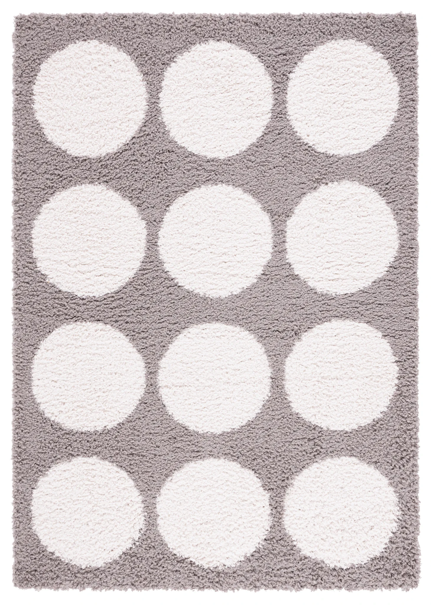 Calico Polka Dot Shag Rug in Gray / Ivory