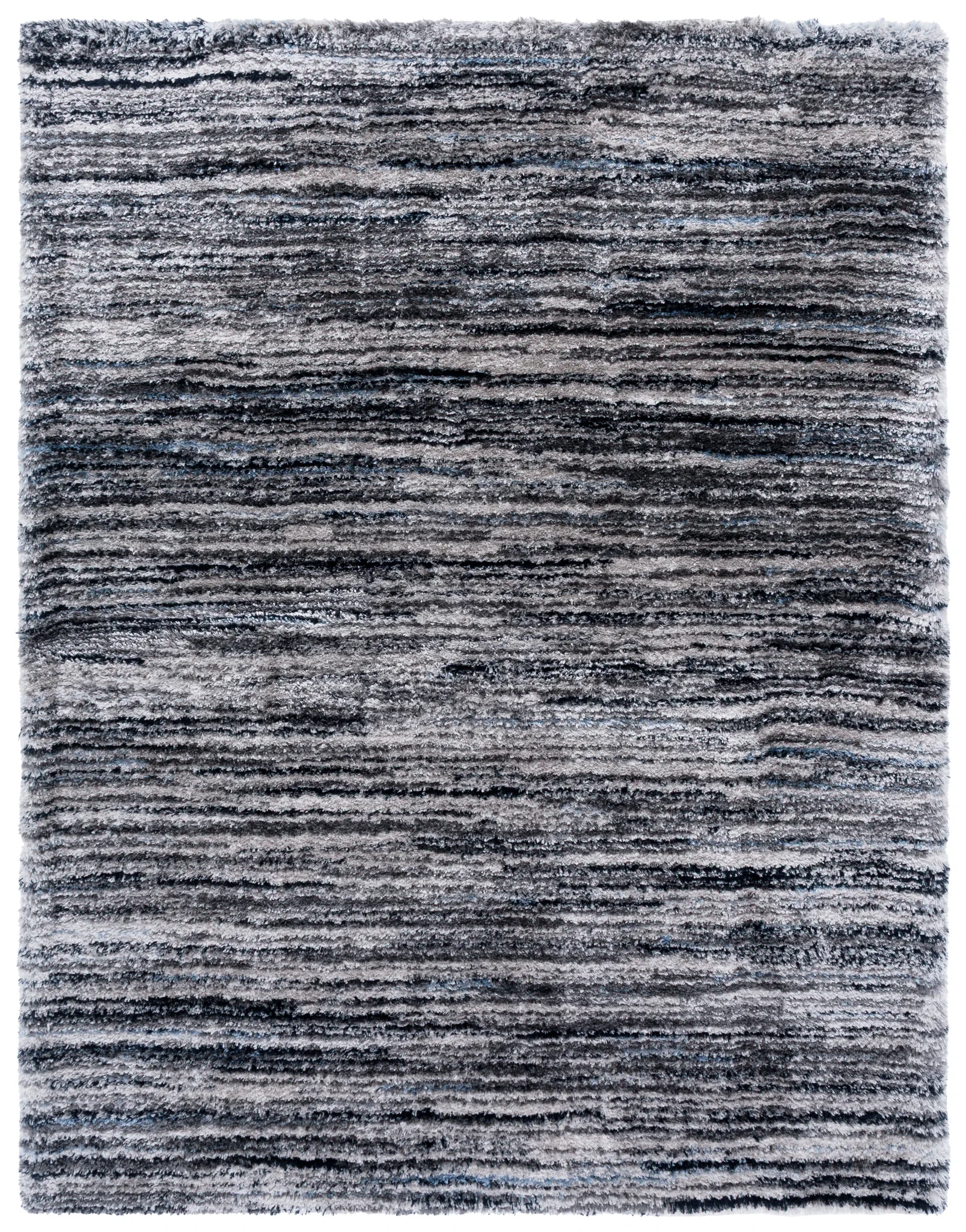 Cloud Striped Shag Rug in Gray / Blue