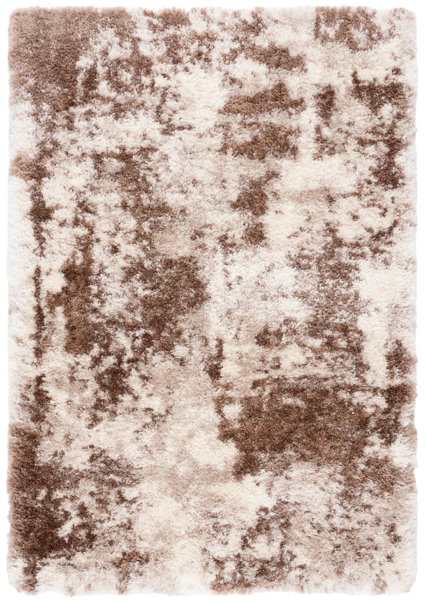 Cloud Abstract Splatter Shag Rug in Ivory / Brown