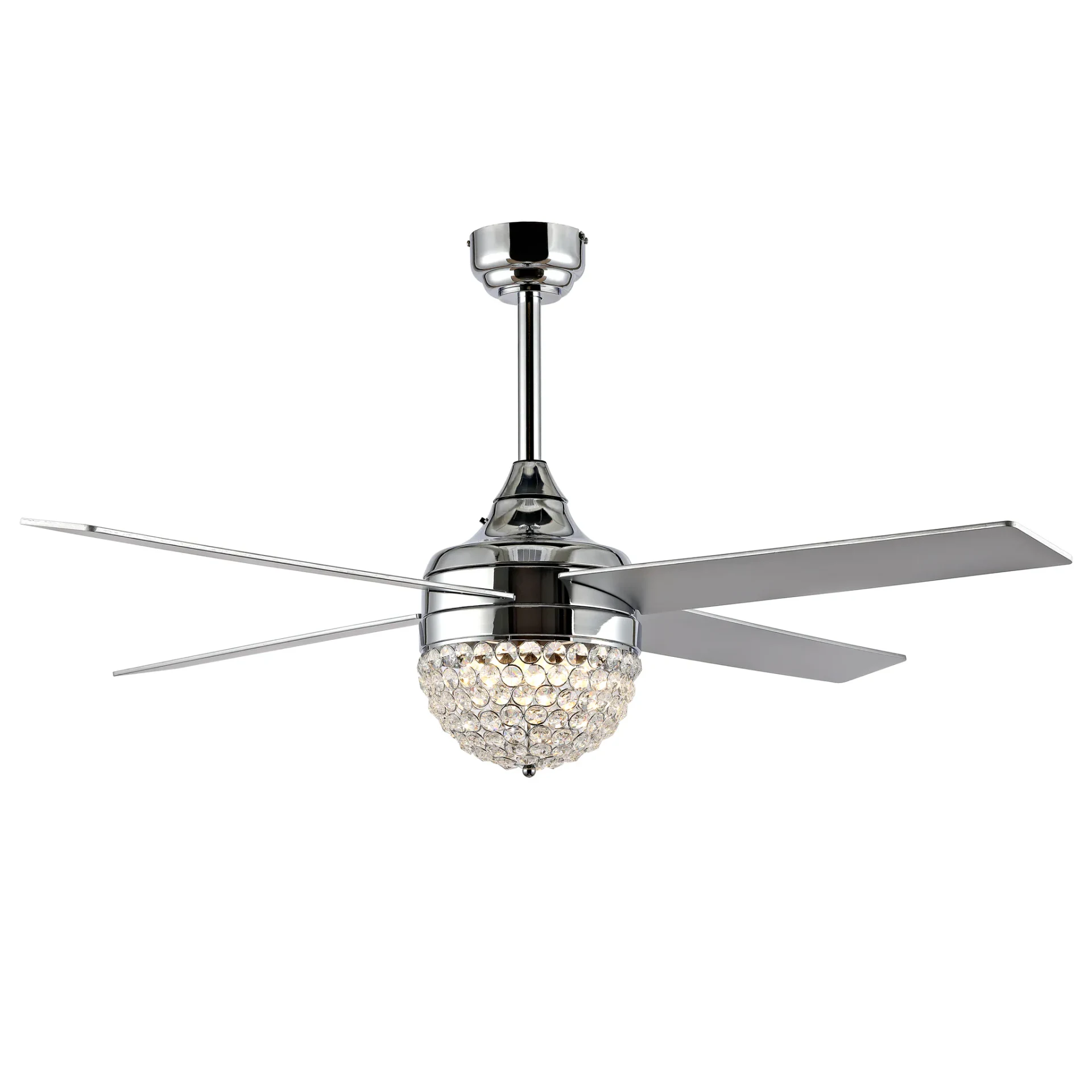 Crista Three-Light Ceiling Fan in Chrome / Clear