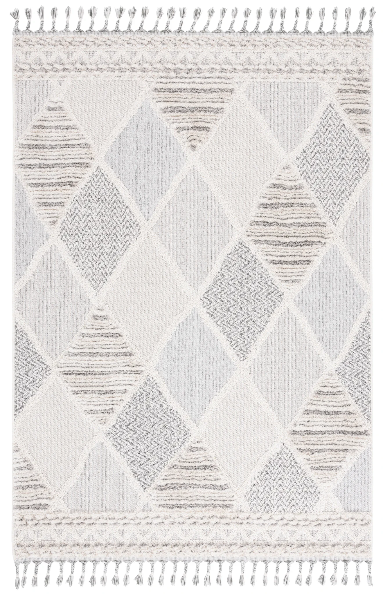 Chloe Diamond Lattice Rug in Ivory / Gray