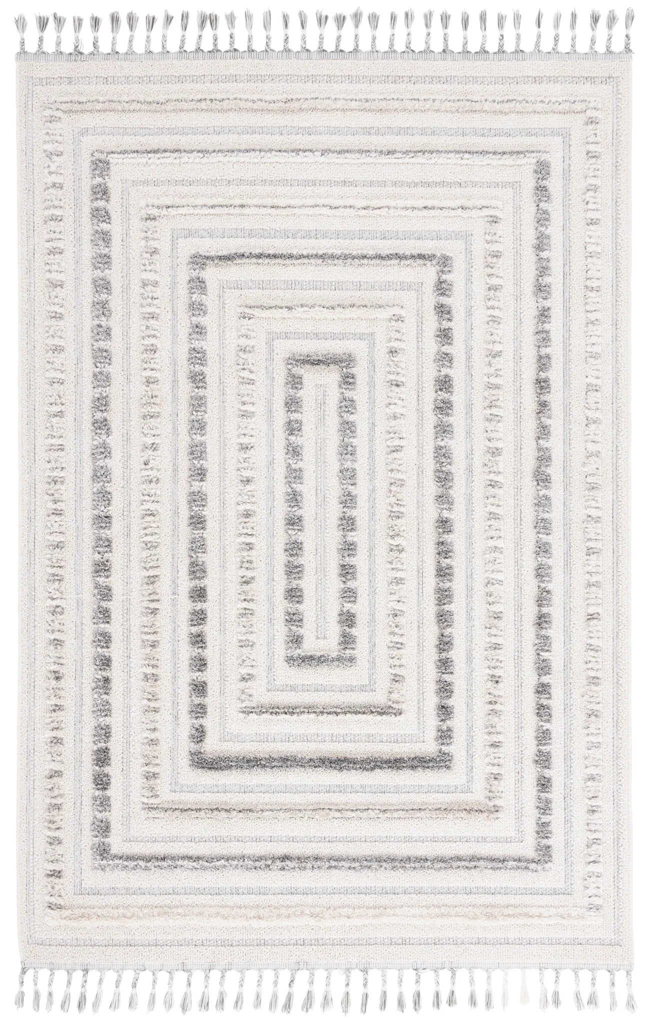 Chloe Concentric Square Rug in Ivory / Gray