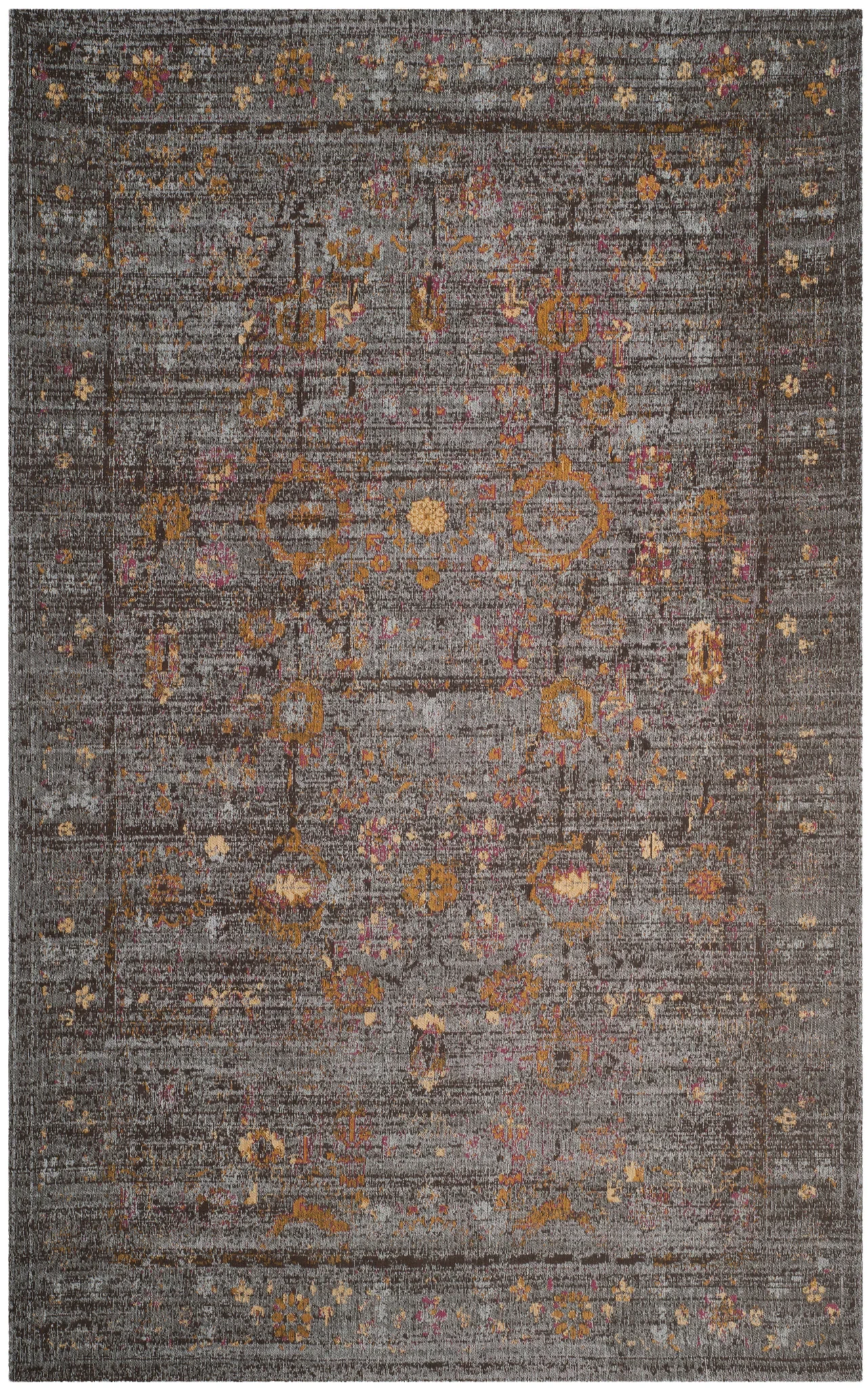 Classic Vintage Bohemian Medallion Rug in Gray / Gold