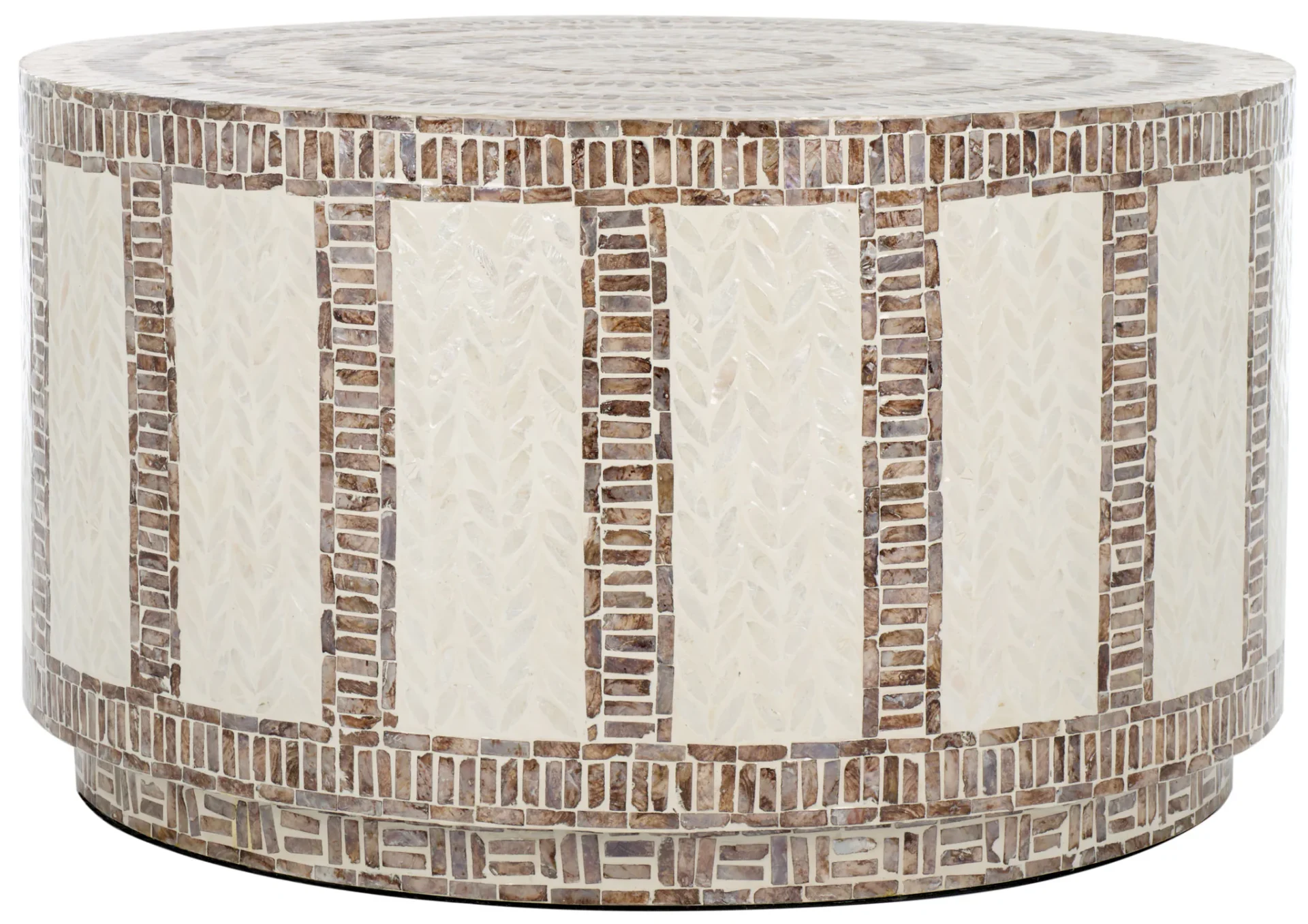 Keary Round Coffee Table in White / Gold