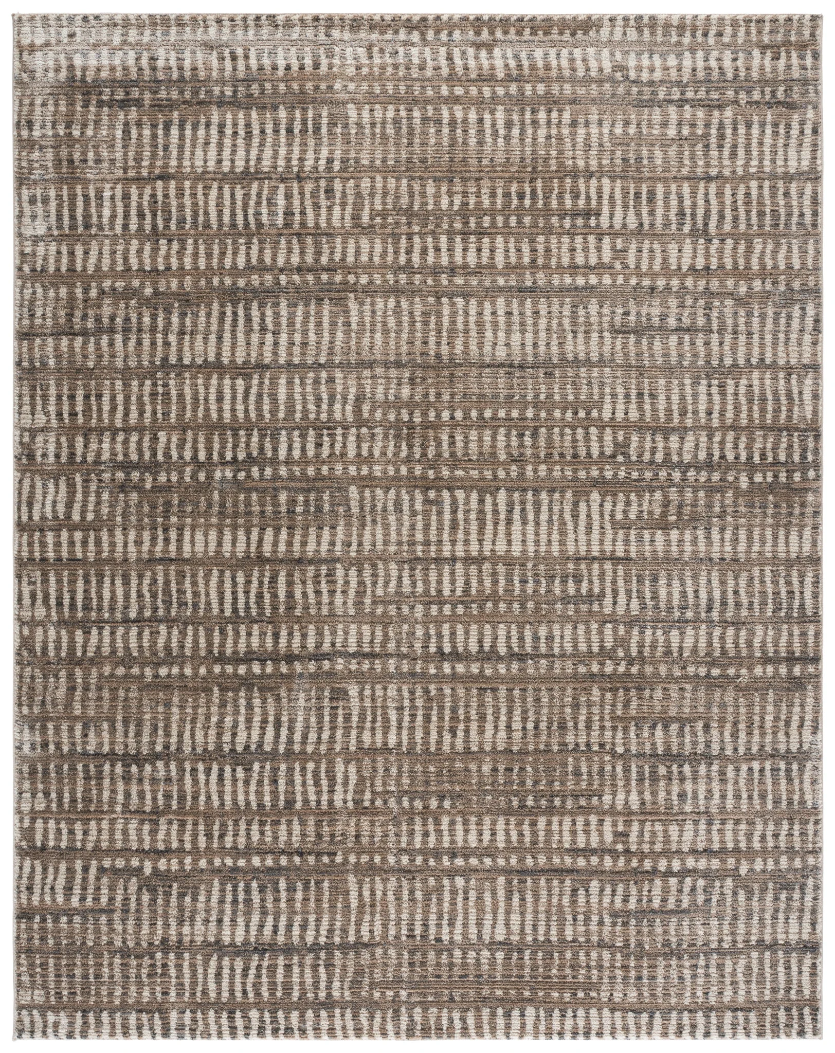 Cooper Modern Ribbed Stripe Rug in Ivory / Beige Gray