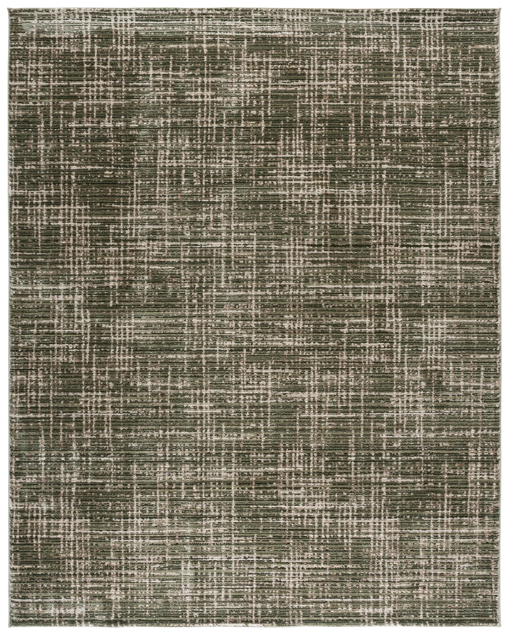 Cooper Modern Crosshatch Rug in Green / Ivory