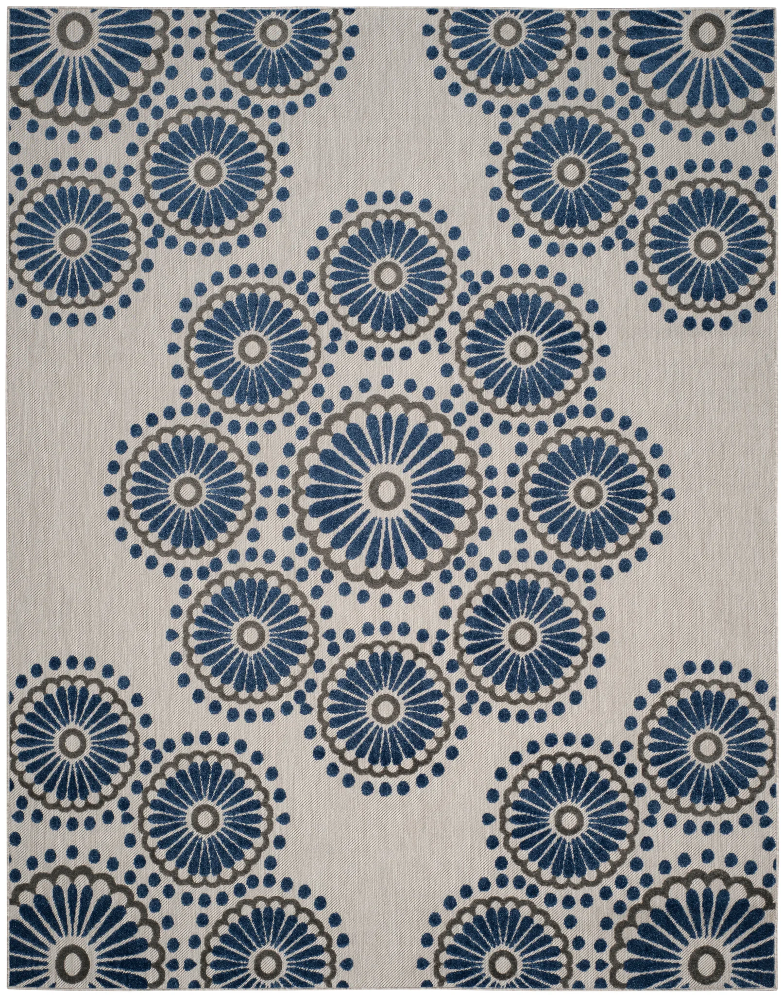 Cottage Mid-Century Ogee Rug in Cream / Navy