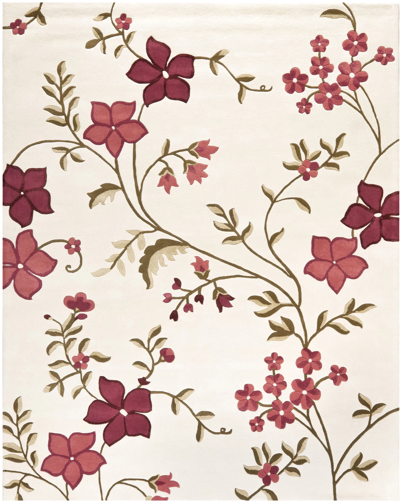 Capri Botanical Vine Hand-Tufted Wool Rug in Ivory / Purple