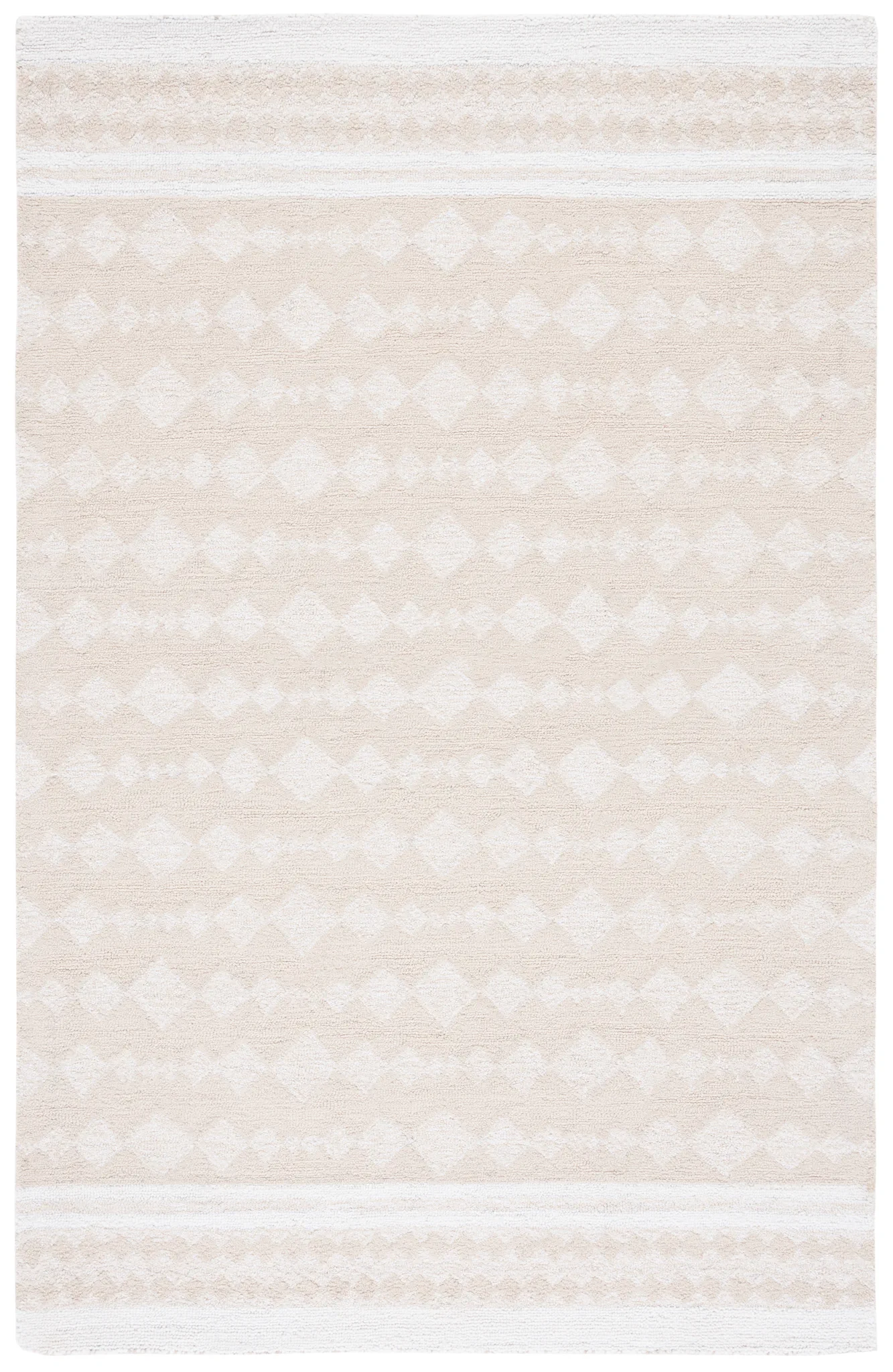 Capri Solid Bordered Hand-Tufted Rug in Ivory / Beige