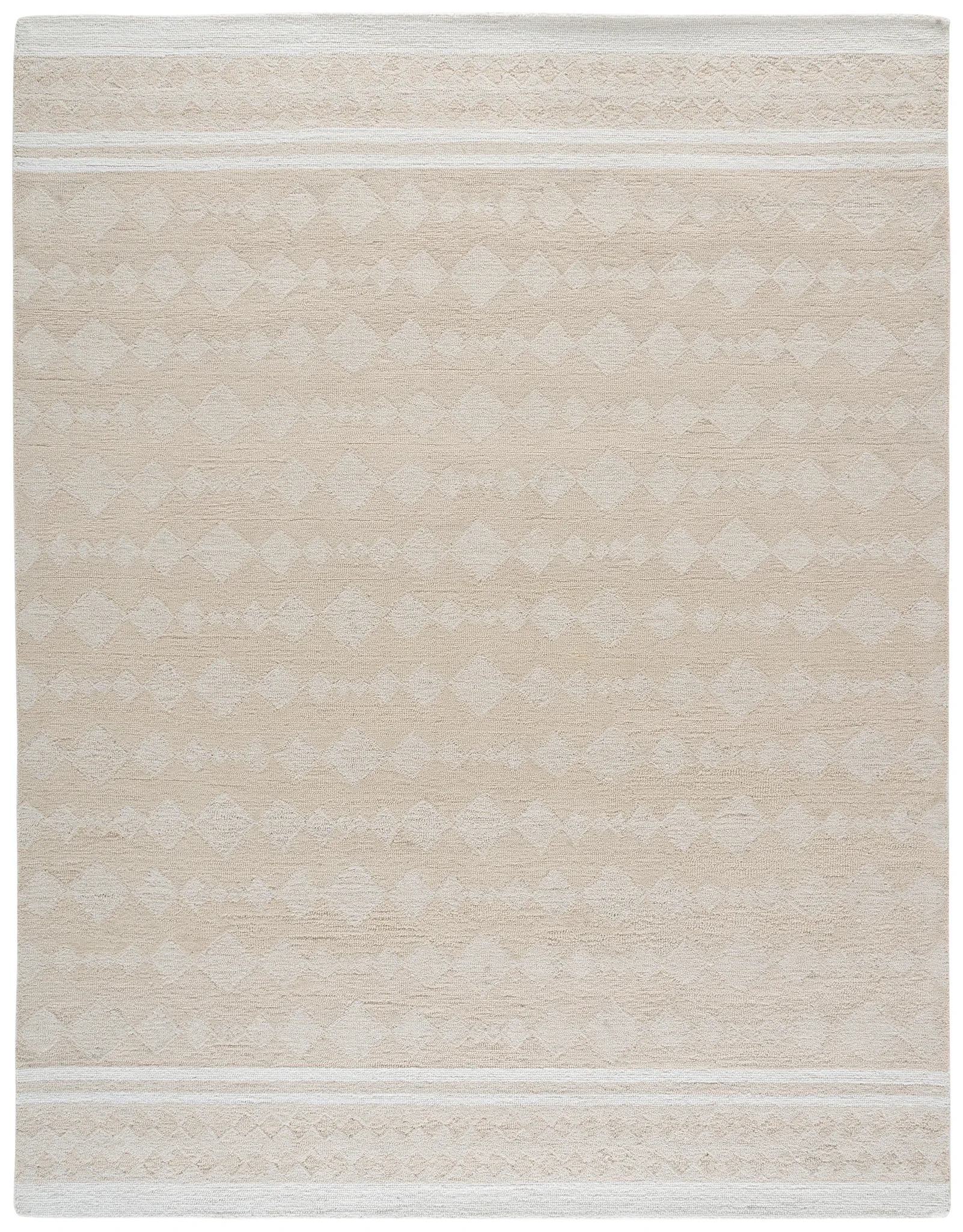 Capri Solid Bordered Hand-Tufted Rug in Ivory / Beige