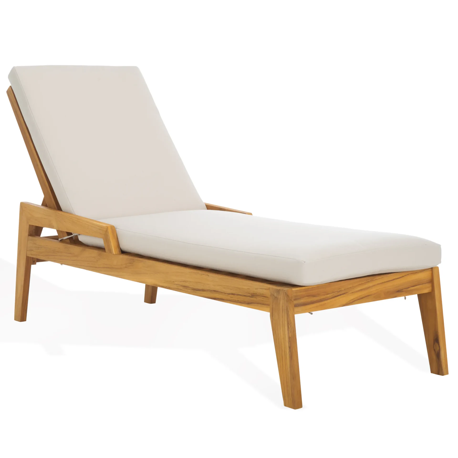 Caledonia Teak Chaise Lounge in Natural / White