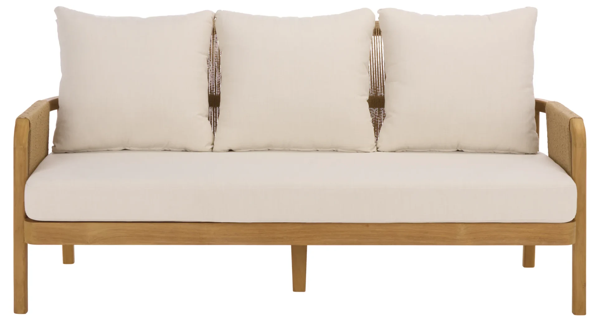 Rogers Teak & Hyacinth Sofa in Natural / Beige