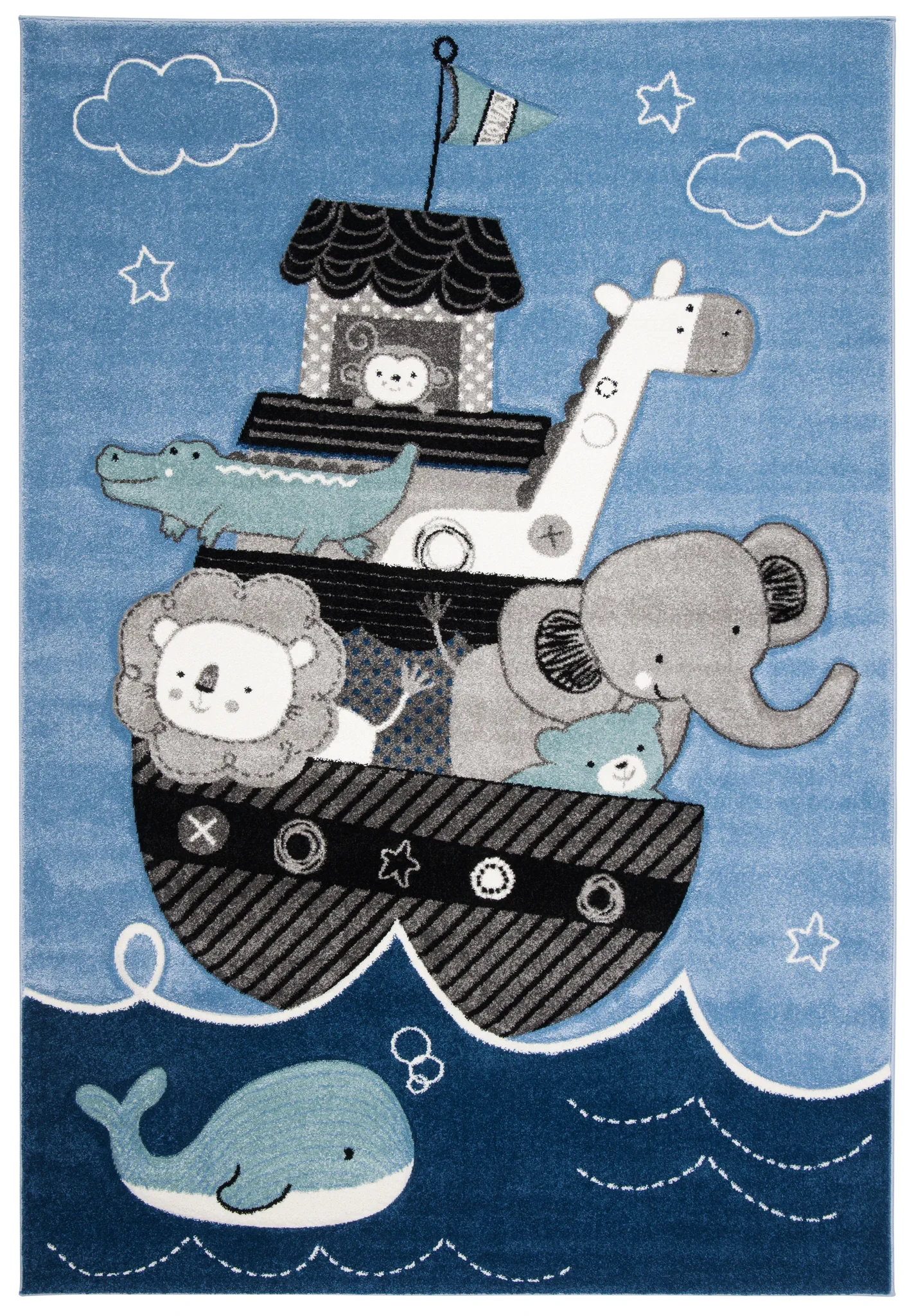 Carousel Kids Noah'S Ark Rug in Blue / Gray