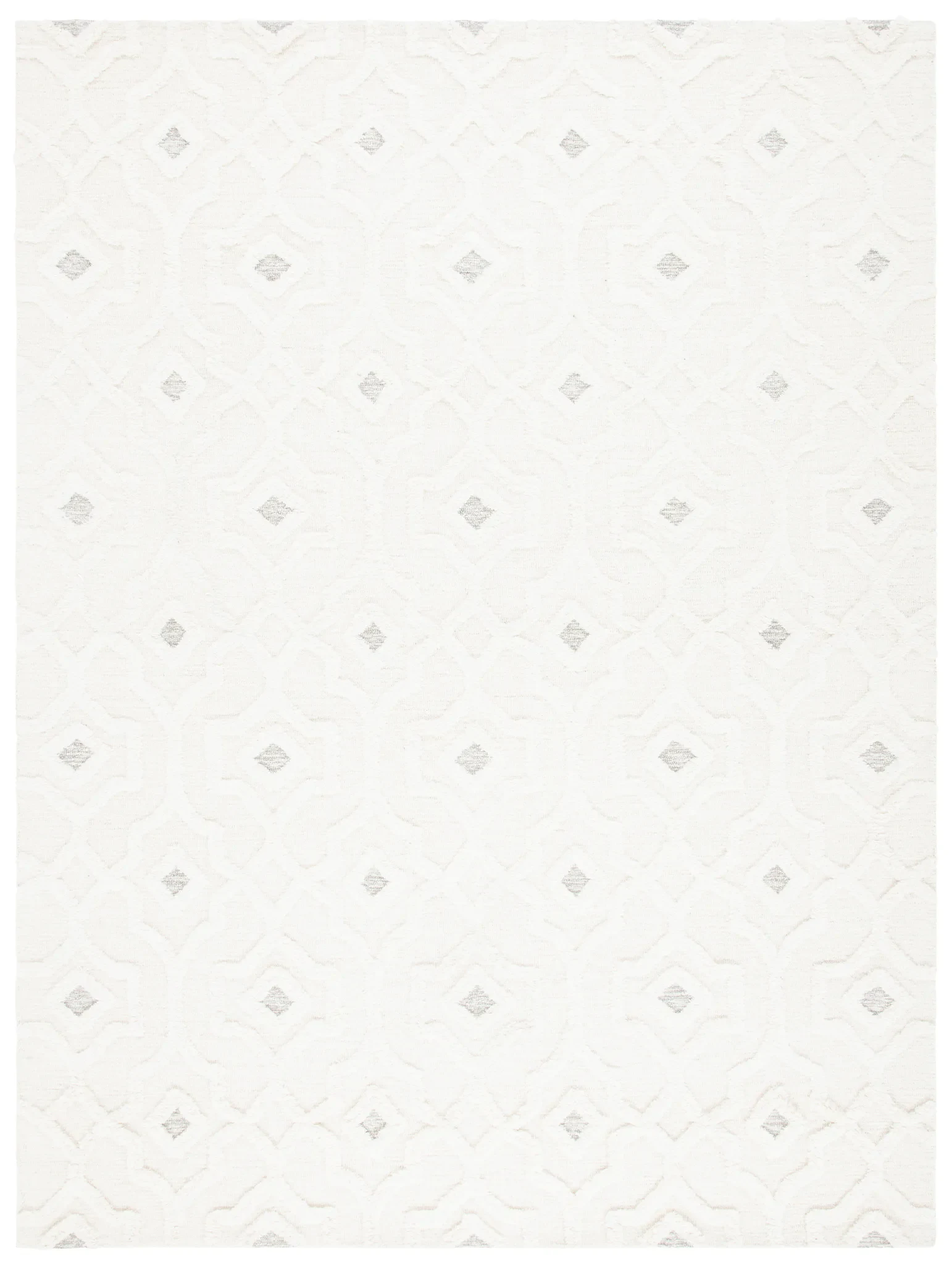 Casablanca Carved Trellis Hand-Tufted Wool Rug in Ivory