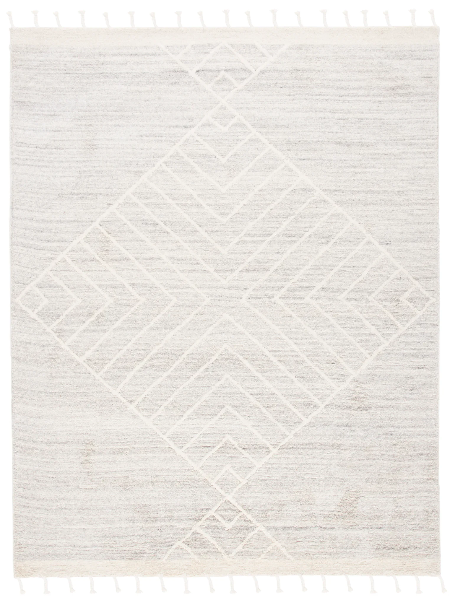 Casablanca Nested Diamond Hand-Tufted Wool Rug in Beige / Ivory