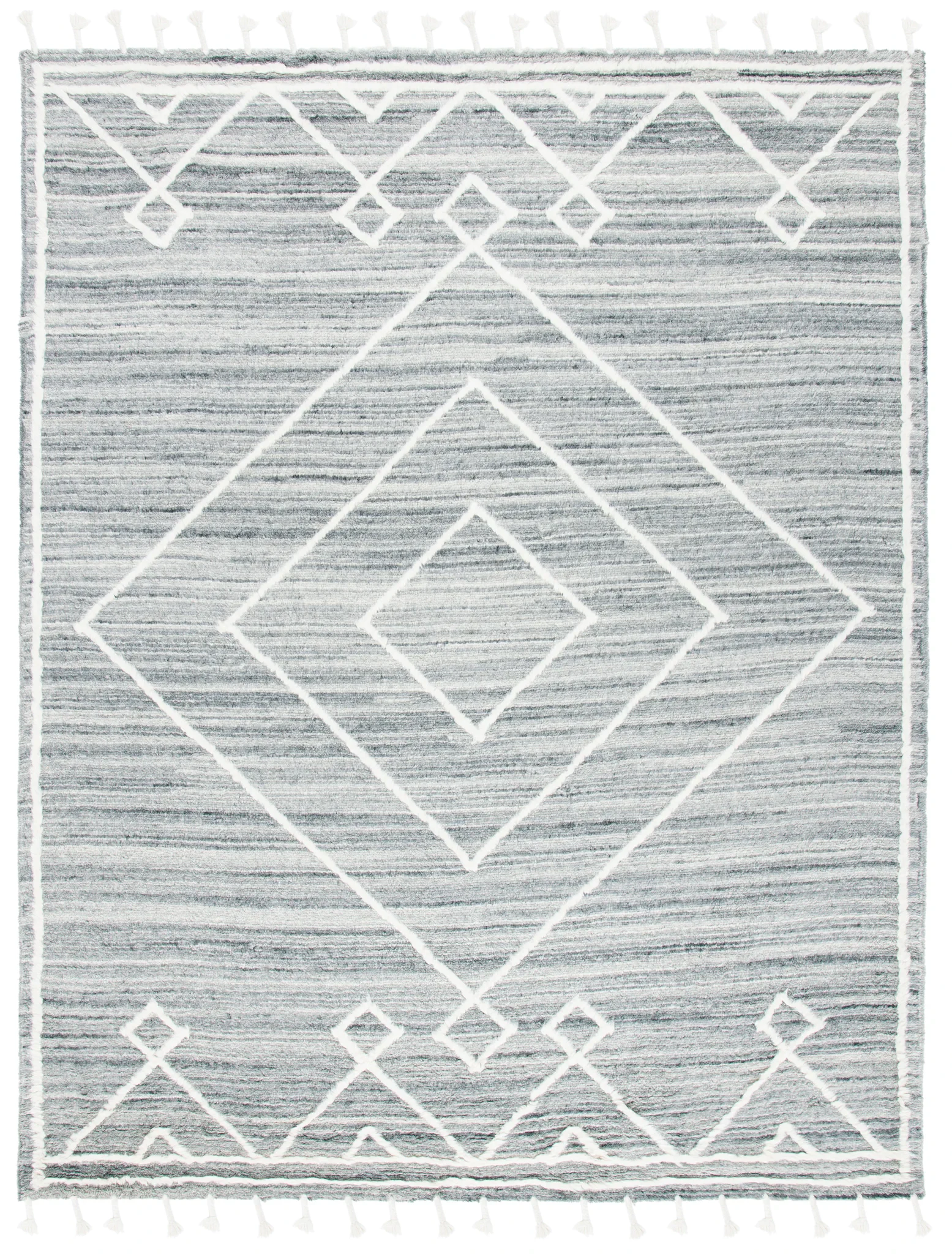Casablanca Concentric Diamond Hand-Tufted Wool Rug in Gray / Ivory
