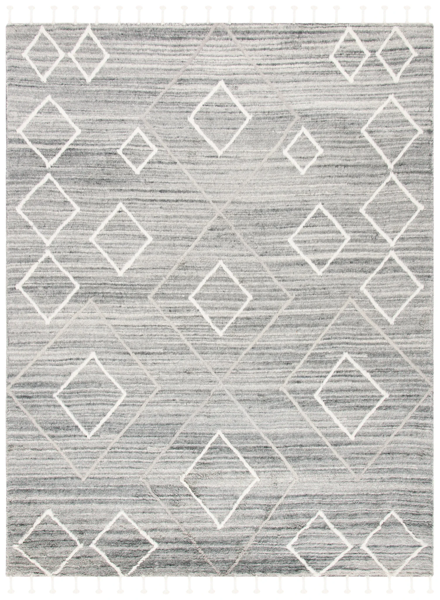 Casablanca Abrash Floating Diamond Hand-Tufted Wool Rug in Gray / Ivory
