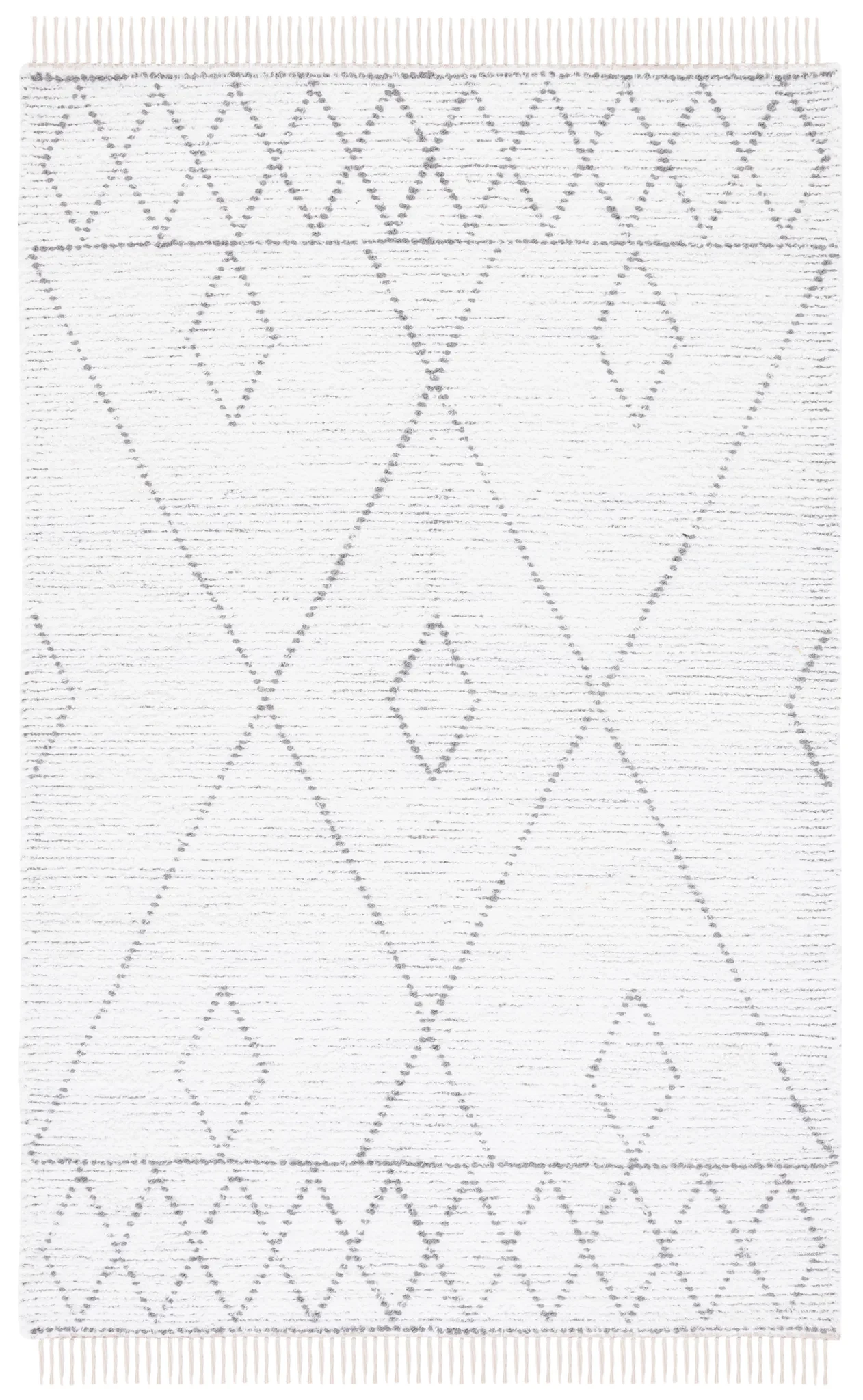 Casablanca Diamond Lattice Hand-Woven Cotton Rug in Ivory / Gray
