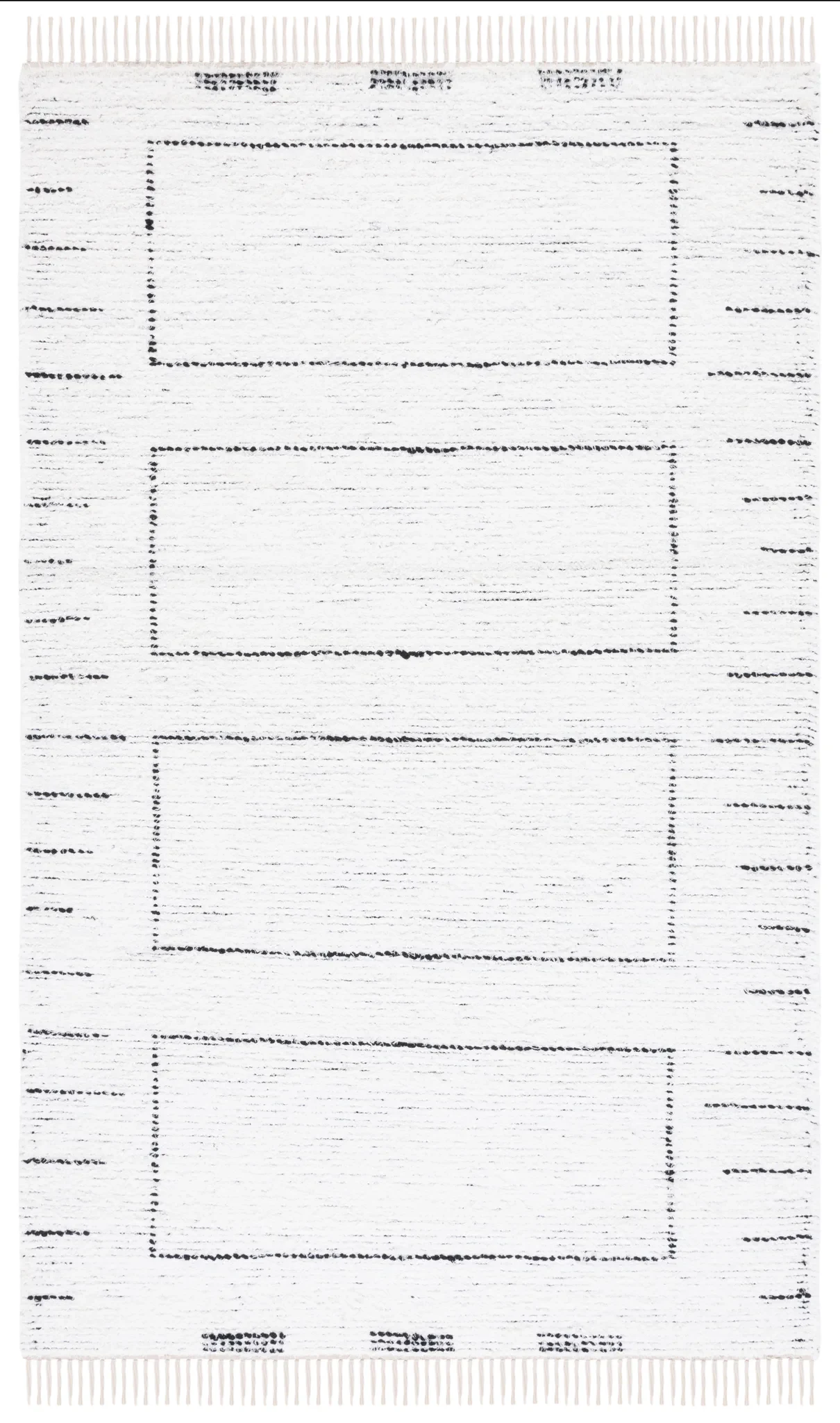 Casablanca Stacked Rectangle Hand-Woven Cotton Rug in Ivory / Black