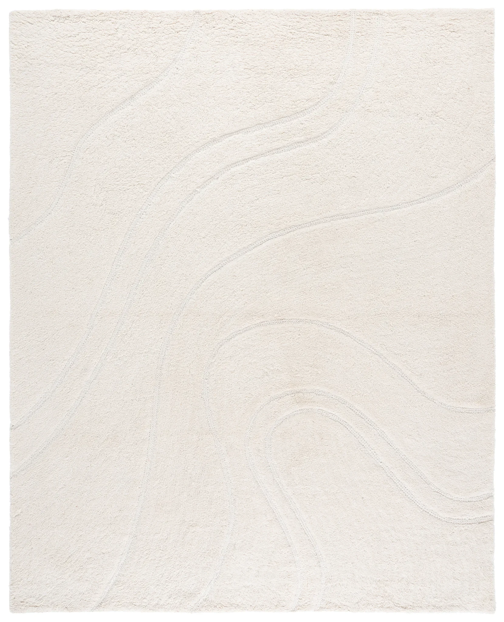 Casablanca Carved Wave Hand-Tufted Wool Rug in Ivory