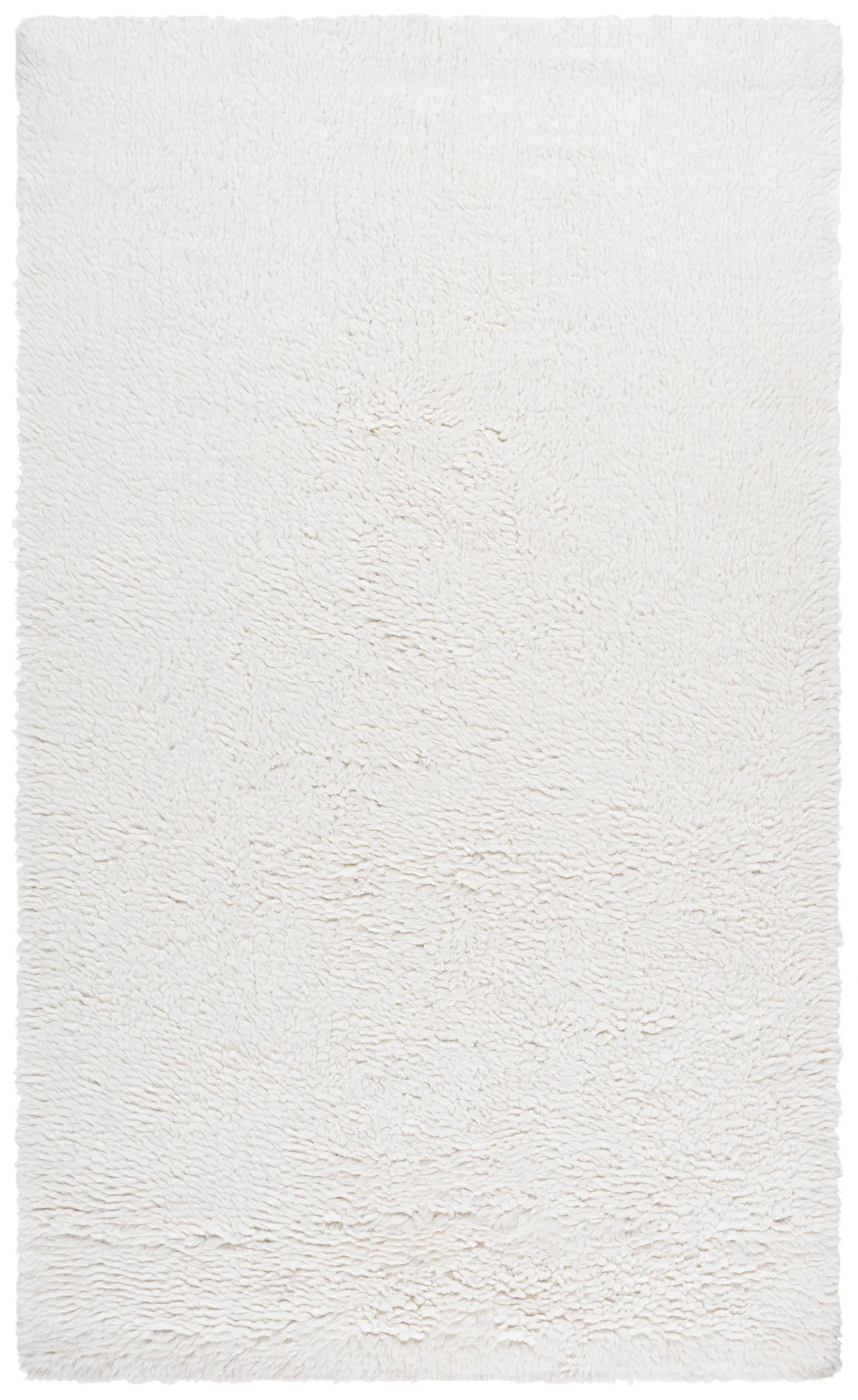 Casablanca Solid Hand-Loomed Wool Shag Rug in Ivory
