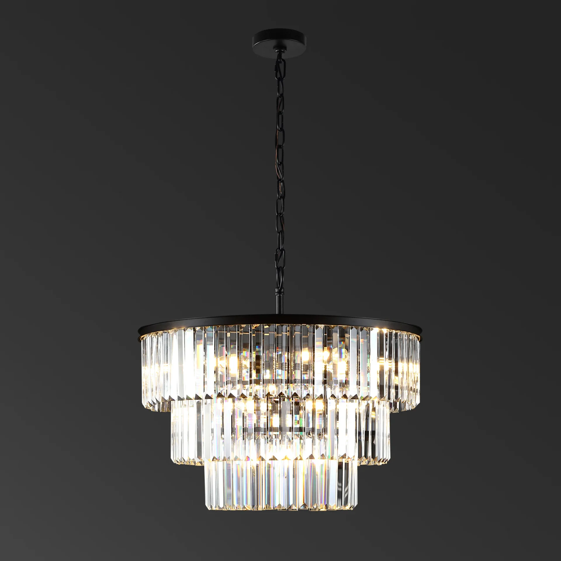 Karissa Three-Tier Chandelier in Black