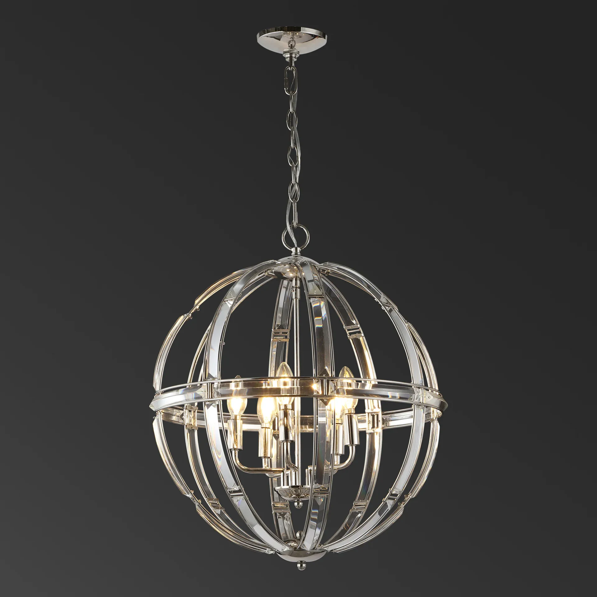 Giordano Round Crystal Chandelier in Chrome