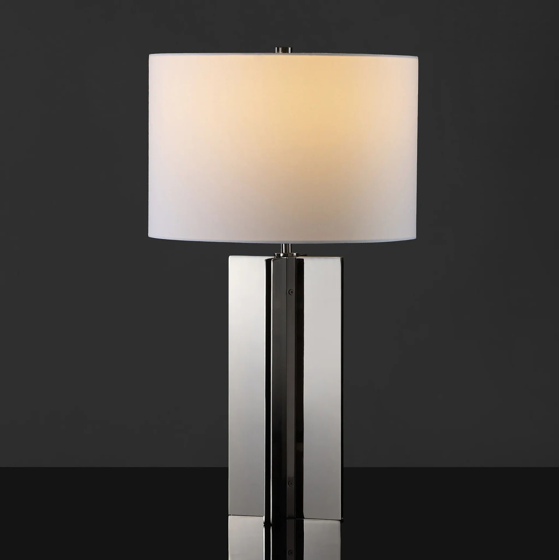 Rollins Square Metal Table Lamp in Nickel / White