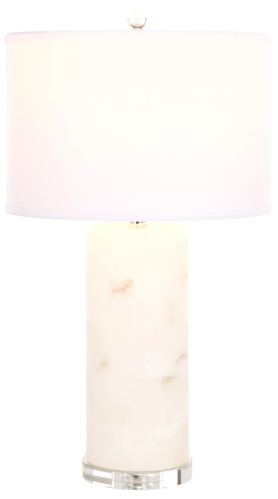 Massey Round Alabaster Table Lamp in White / Chrome