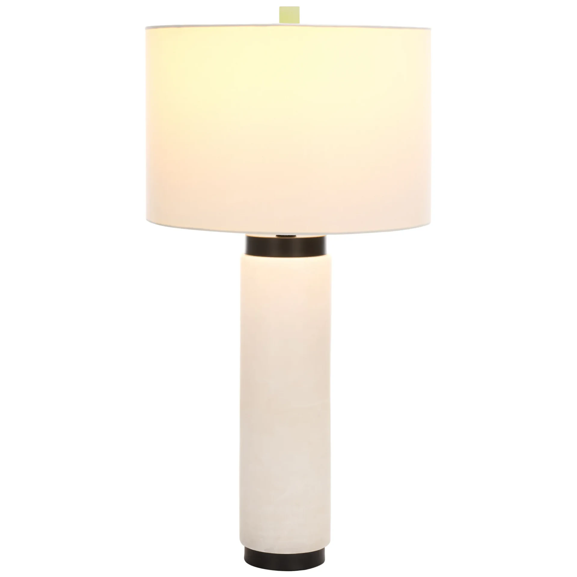 Sydni Alabaster Pillar Table Lamp in White