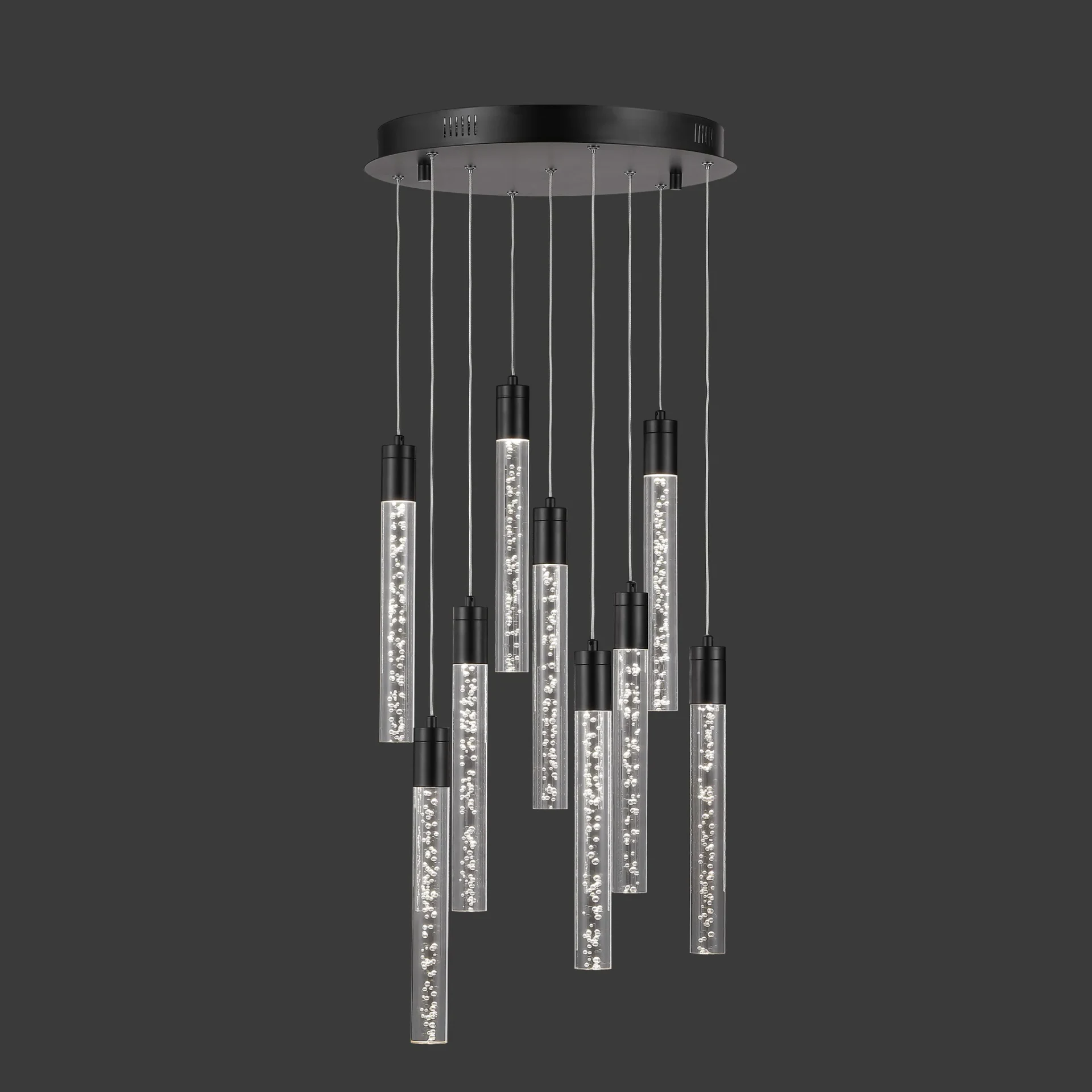 Nicolle Acrylic Nine-Light Chandelier in Black