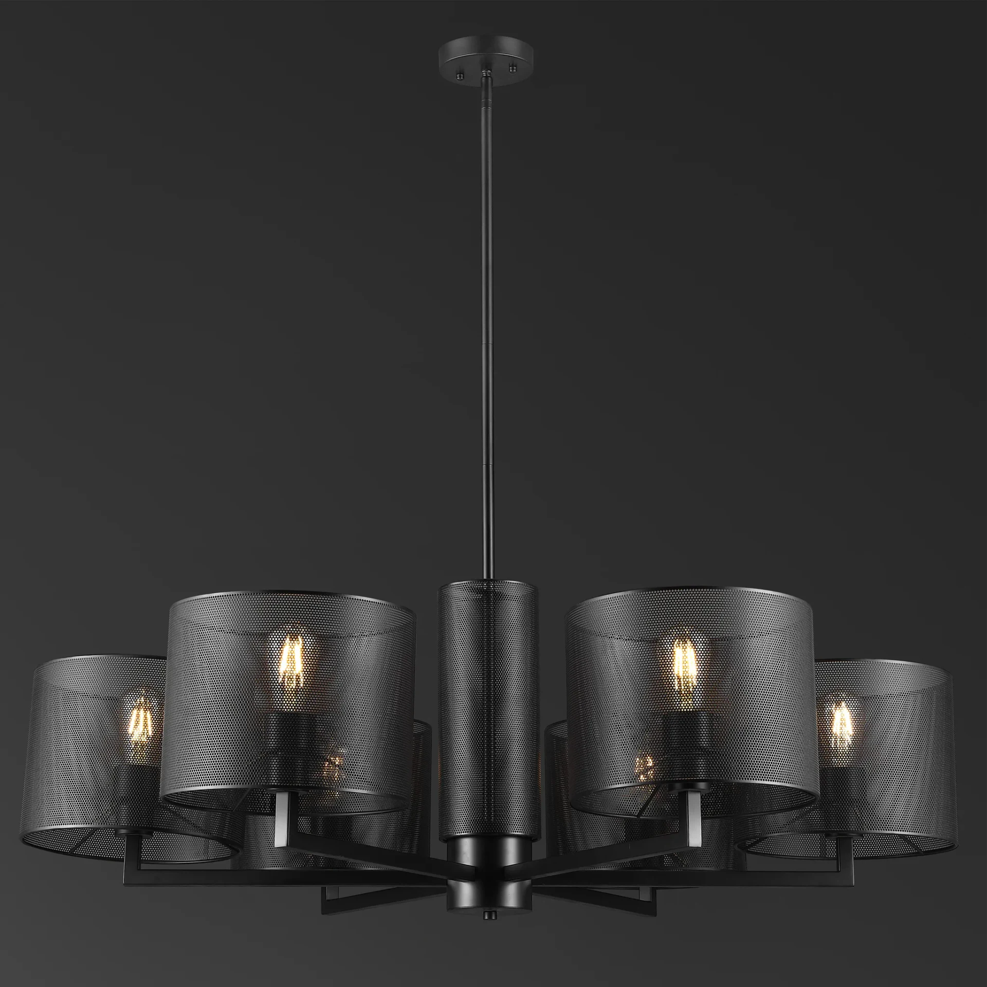 Zachaeus Six-Light Metal Chandelier in Black