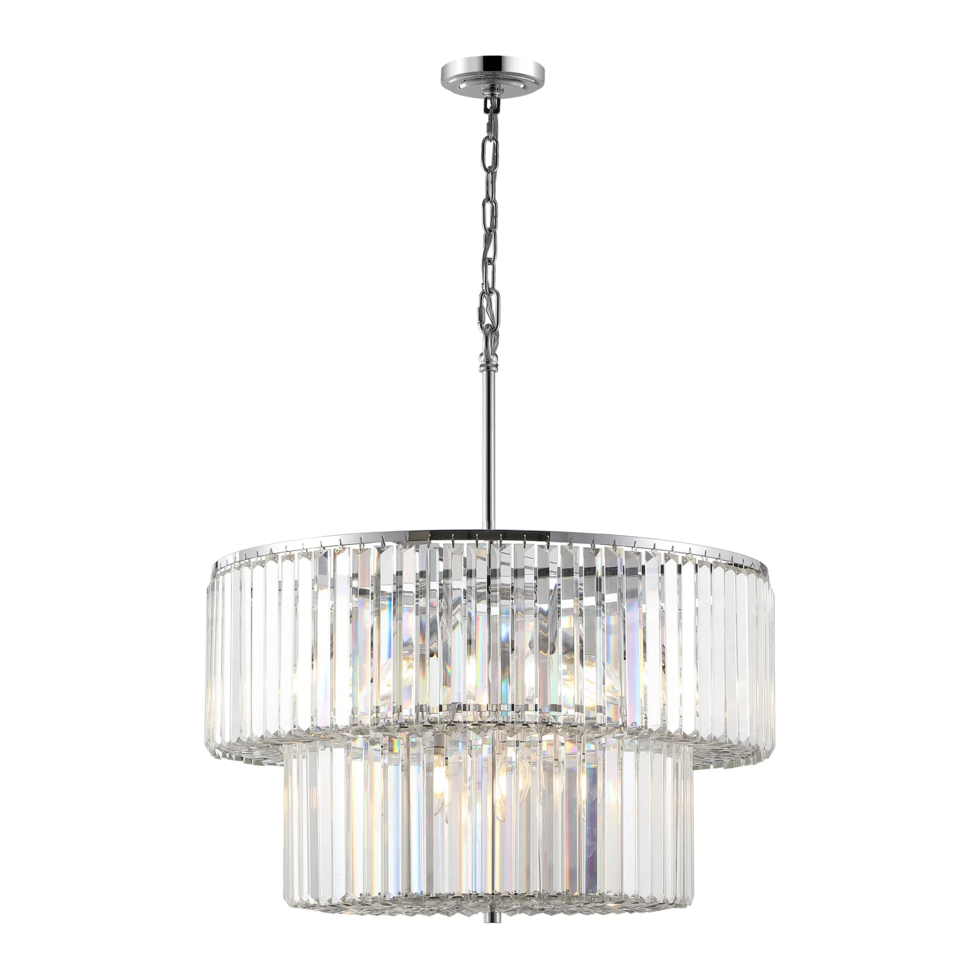 Viviann Two-Tier Crystal Chandelier in Chrome / Clear