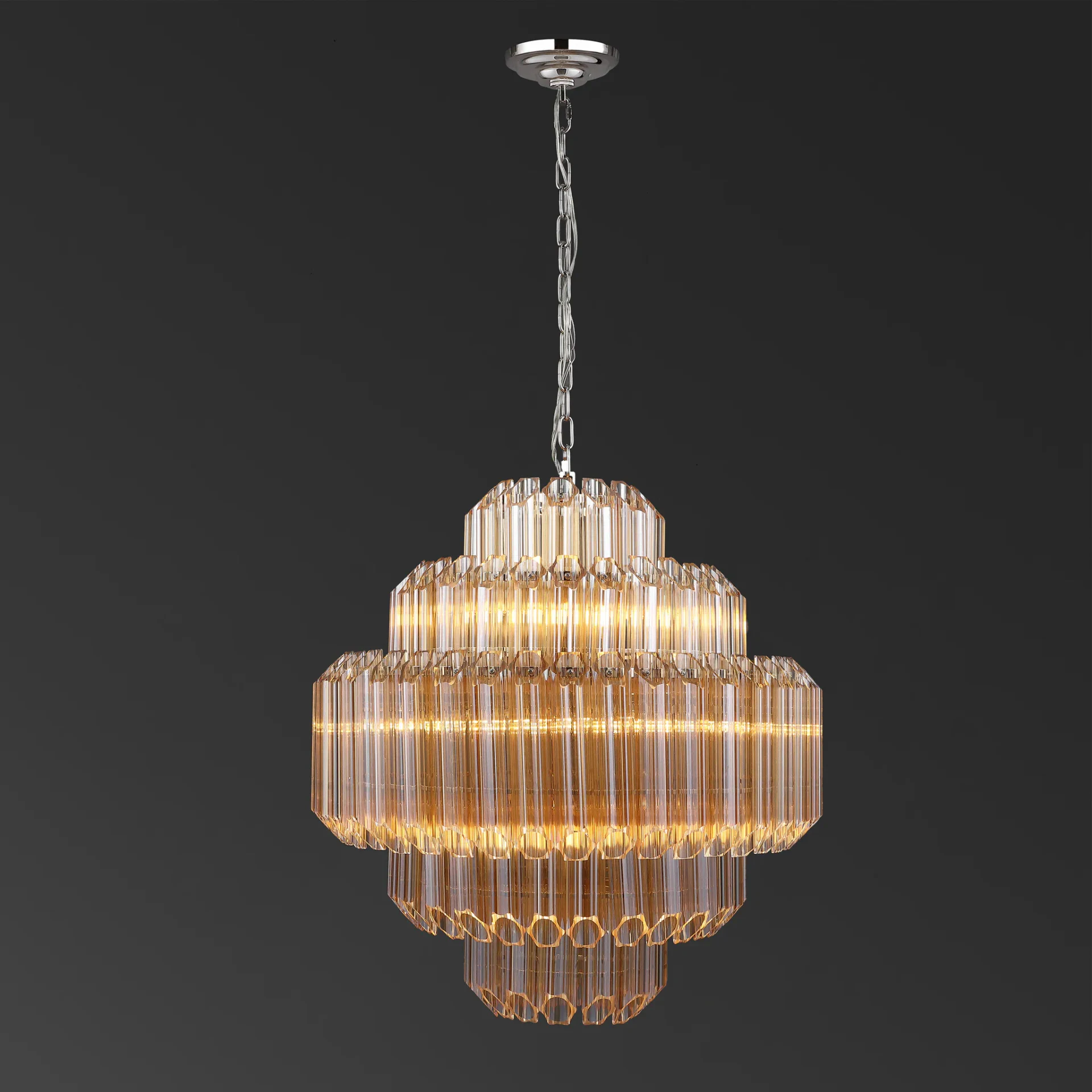 Adaline Glass Chandelier in Nickel