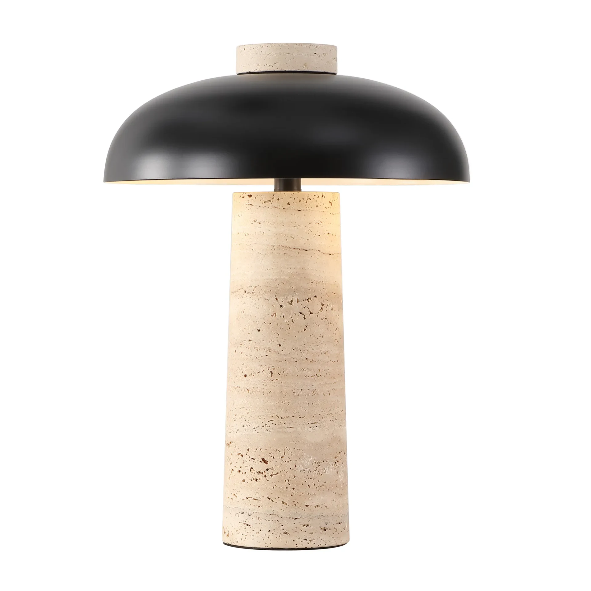 Giacomo Travertine Table Lamp in Travertine / Black