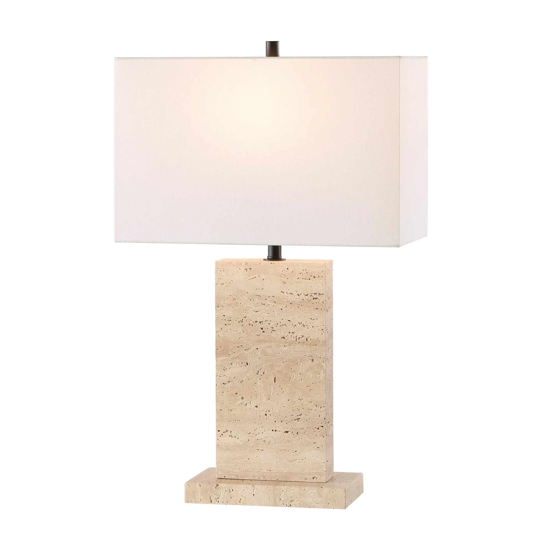 Jennabriana Travertine Table Lamp in Travertine / Black