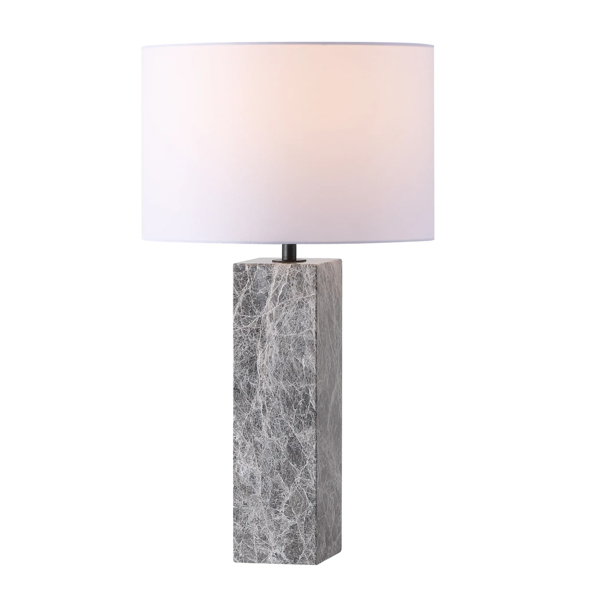 Poloma Square Marble Table Lamp in Gray / White