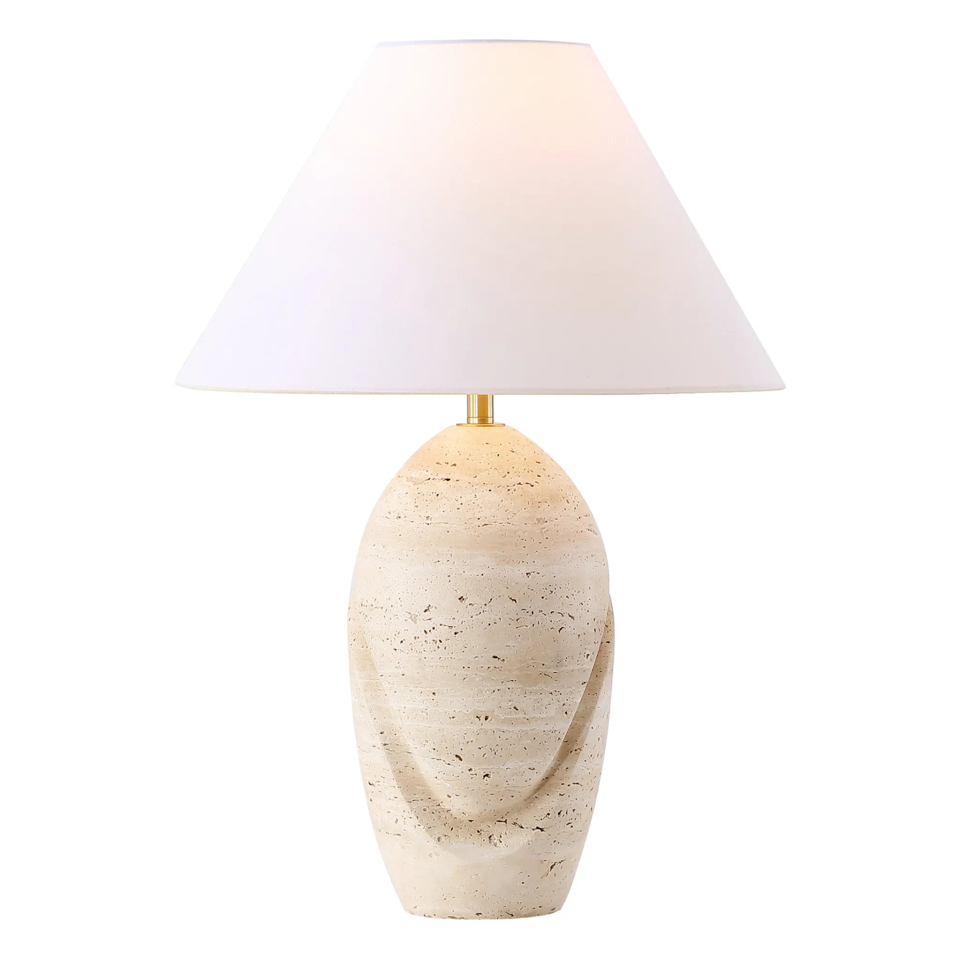 Janette Travertine Table Lamp in Travertine / White