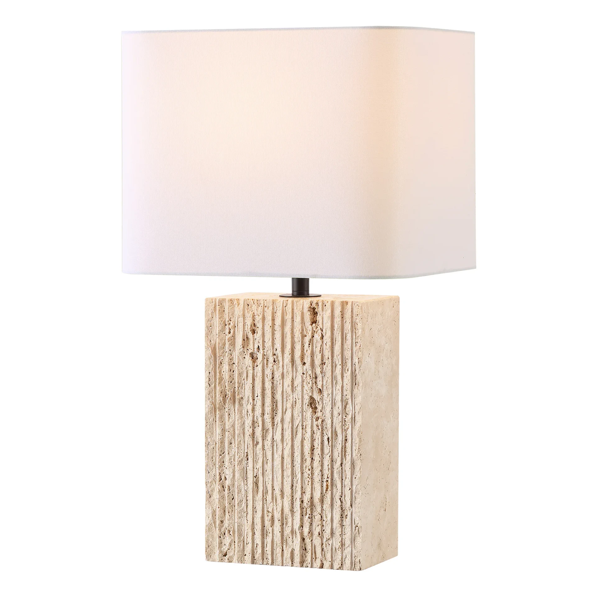 Henry Travertine Table Lamp in Travertine / White