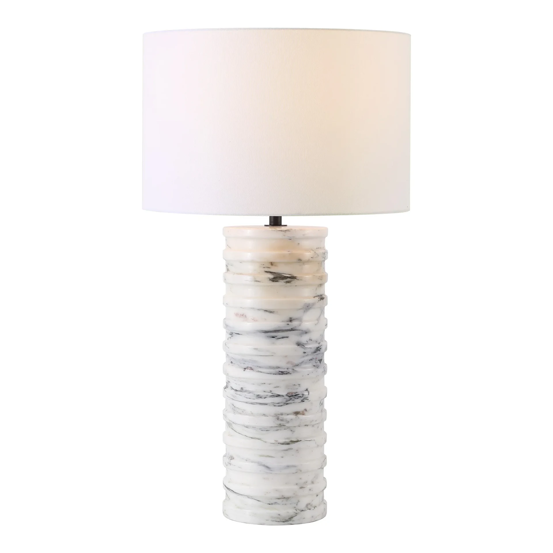 Gizelle Round Marble Table Lamp in White / Gray