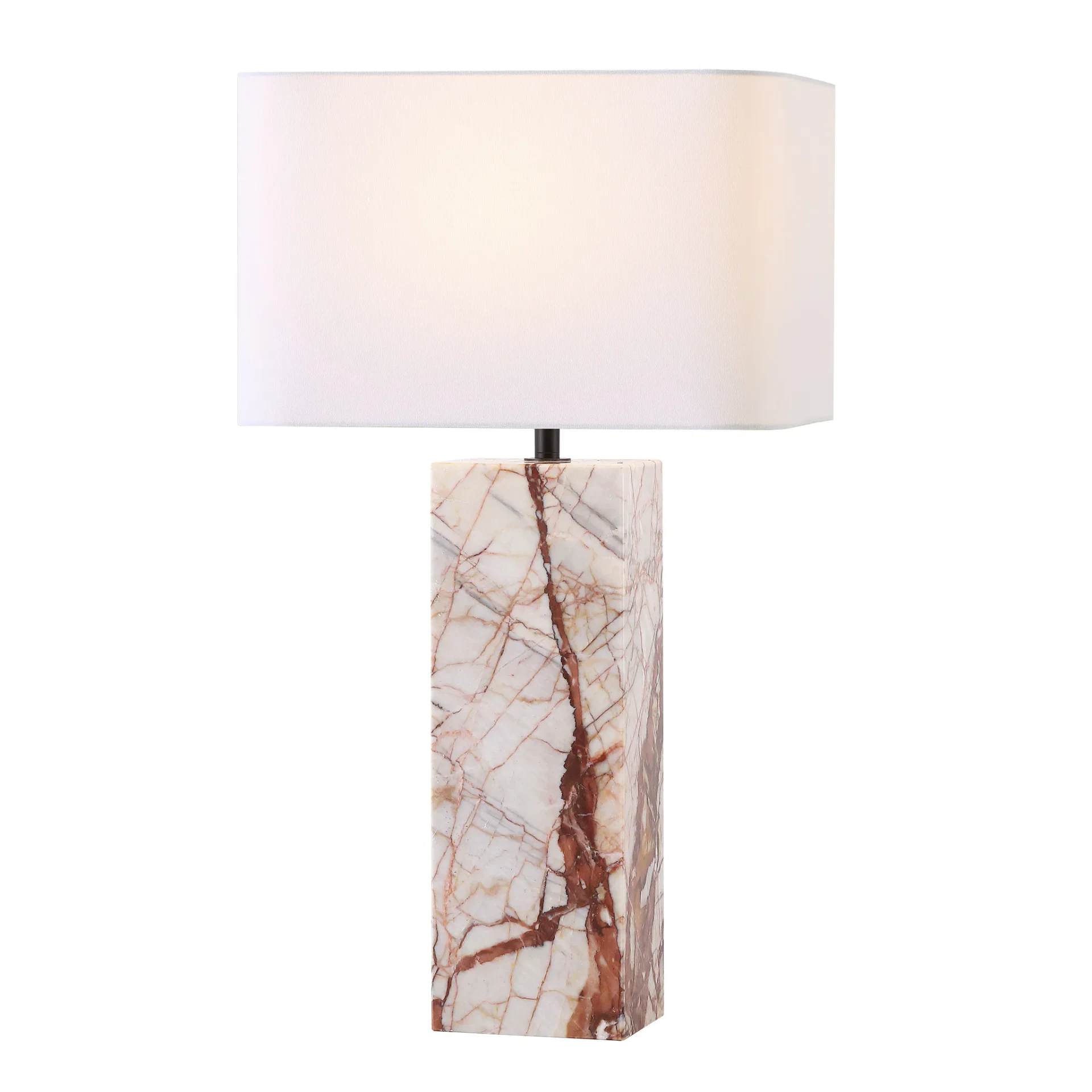 Chrisette Marble Base Table Lamp in White / Red