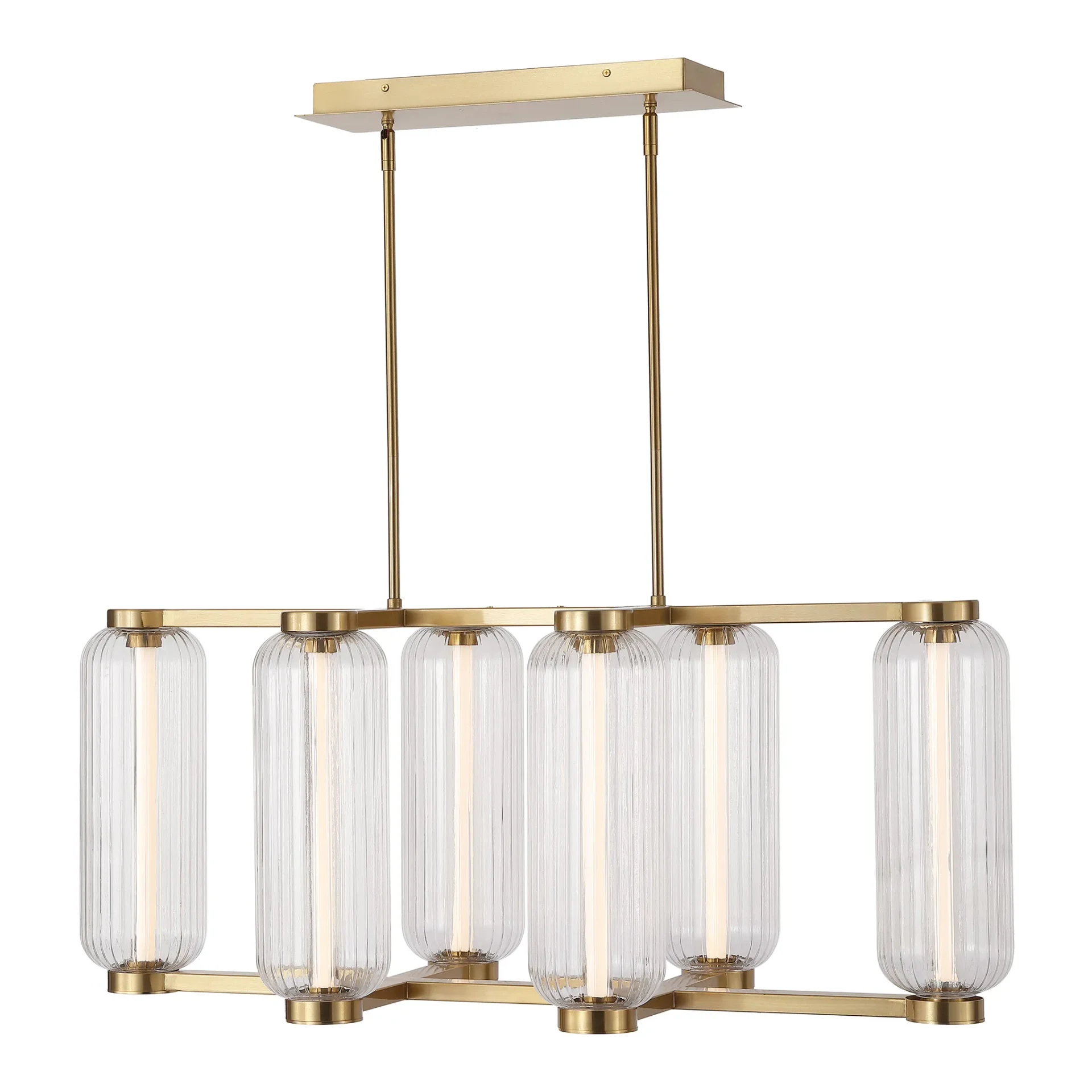 Cyndy Rectangular Glass Chandelier in Gold / Clear